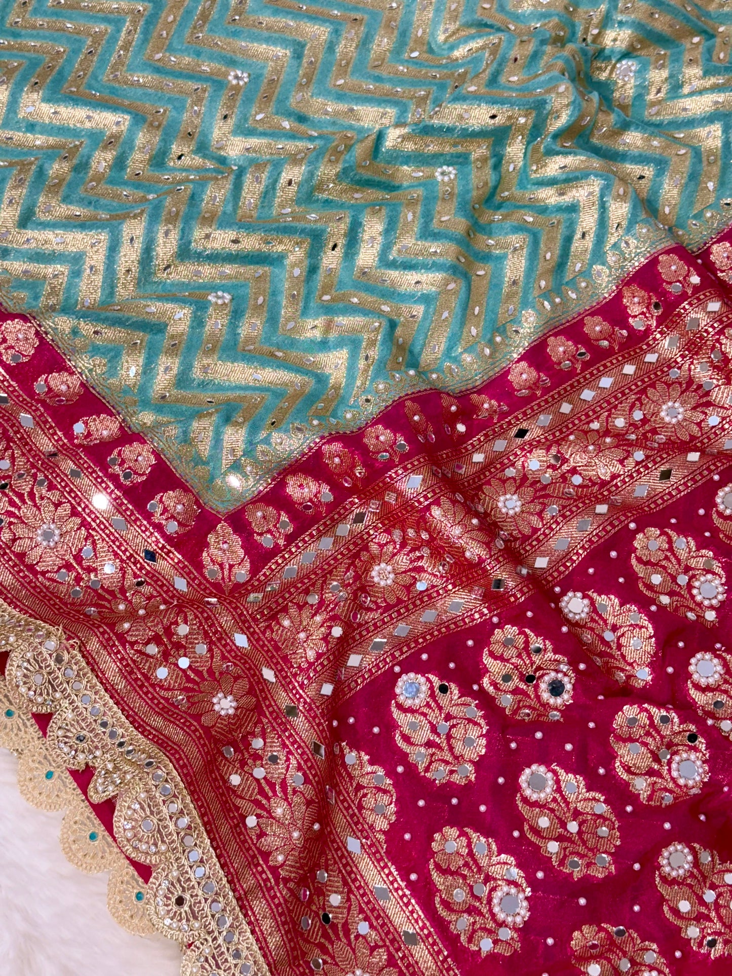 Banarasi Mirror Work Georgette Silk Saree