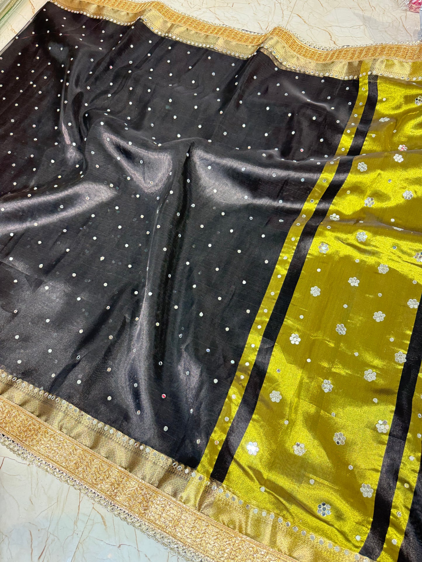 Banarasi Mirror Work Tissue Silk Saree