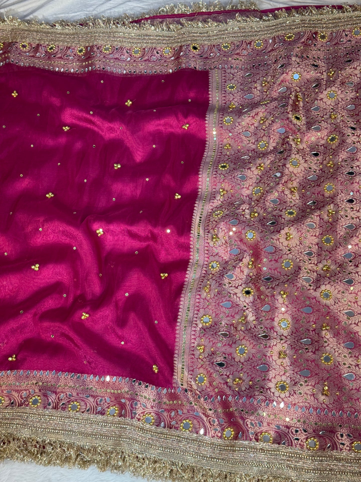 Banarasi Ghunghru and Mirror Work Tissue Silk Saree