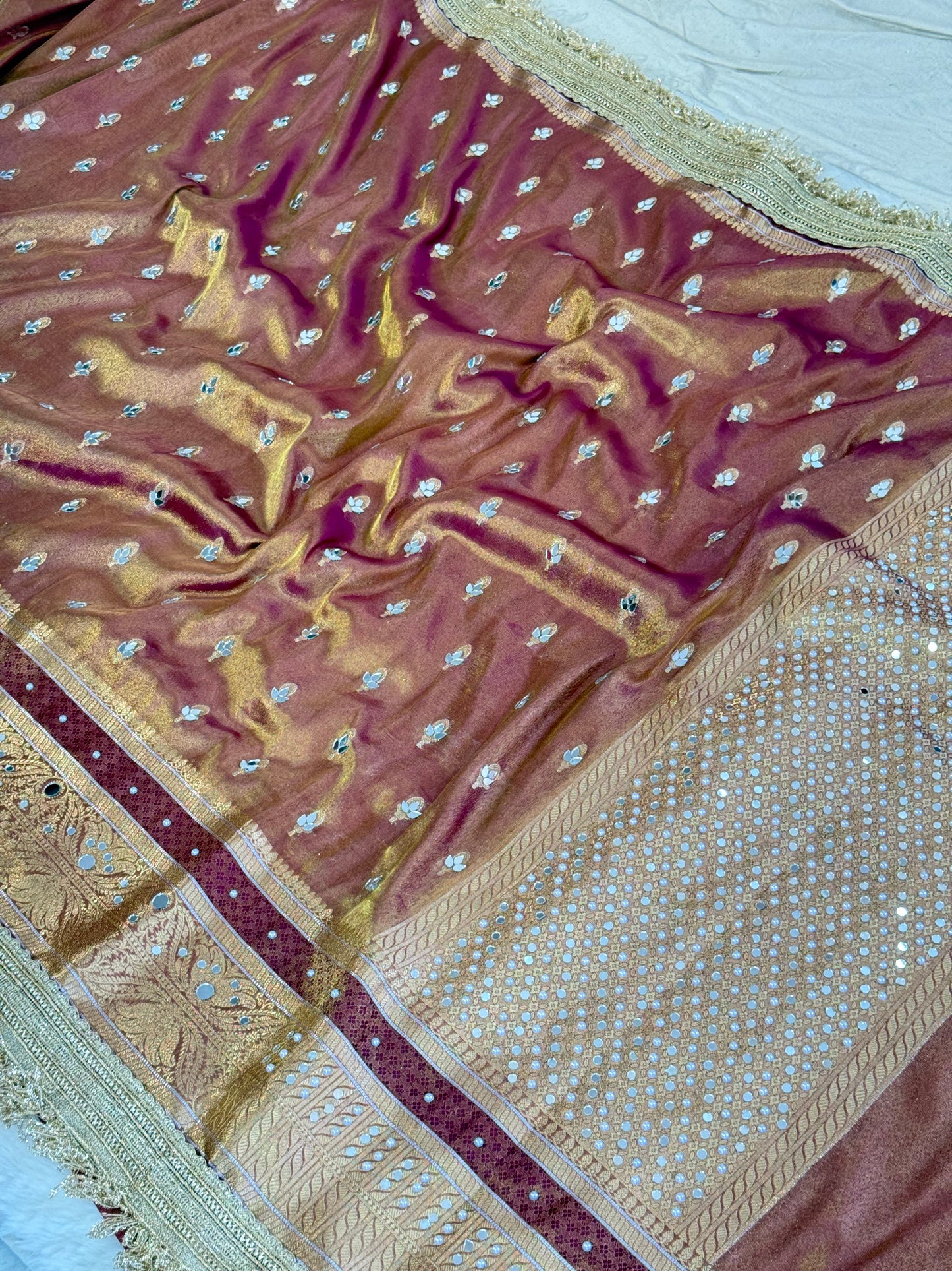 Banarasi Mirror Work Tissue Silk Saree