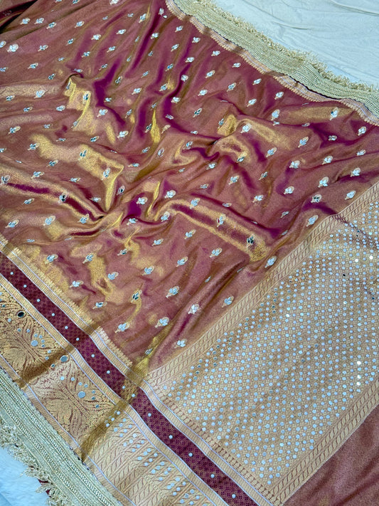 Banarasi Mirror Work Tissue Silk Saree