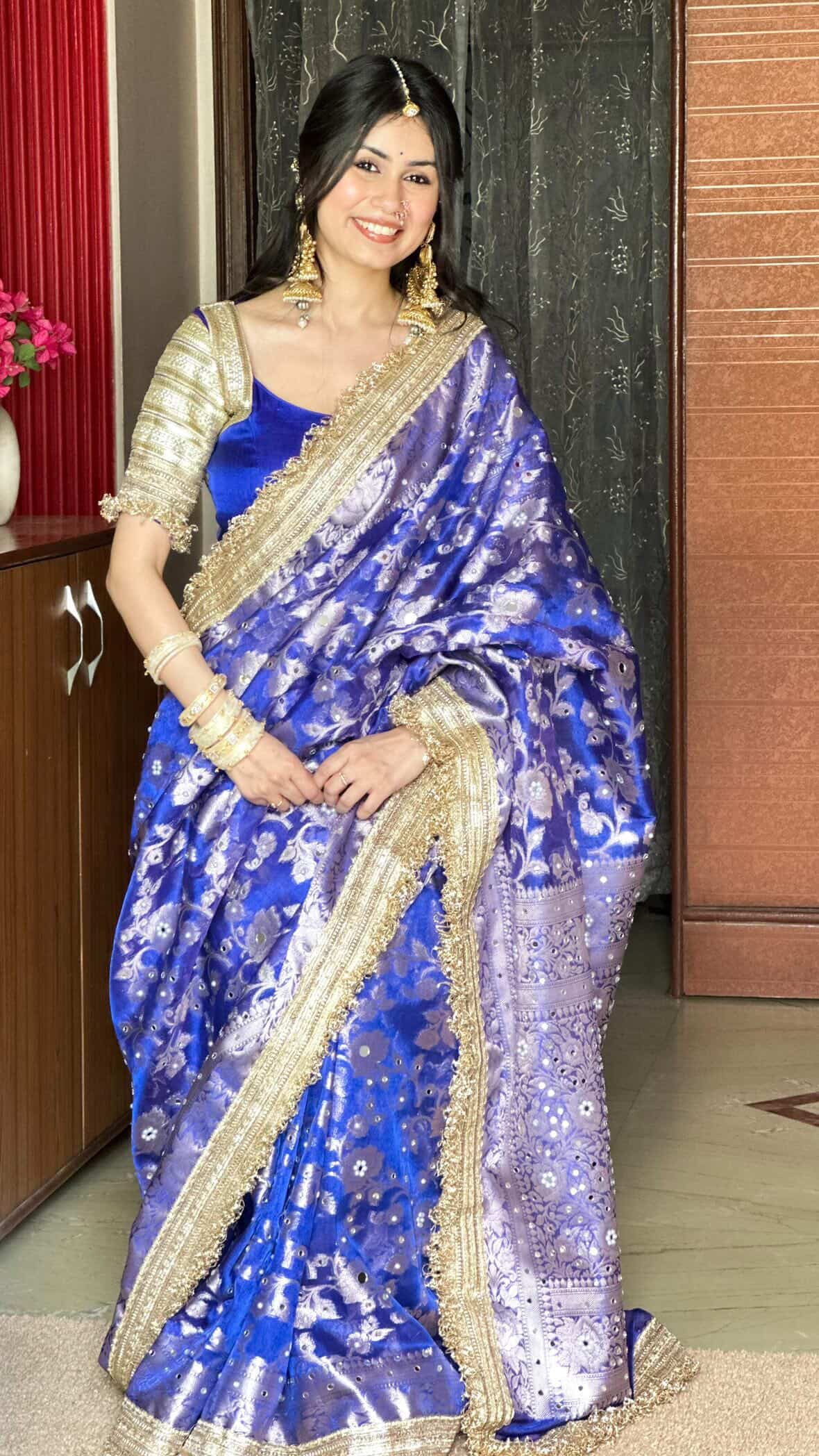 Banarasi Mirror Work Tissue Silk Saree