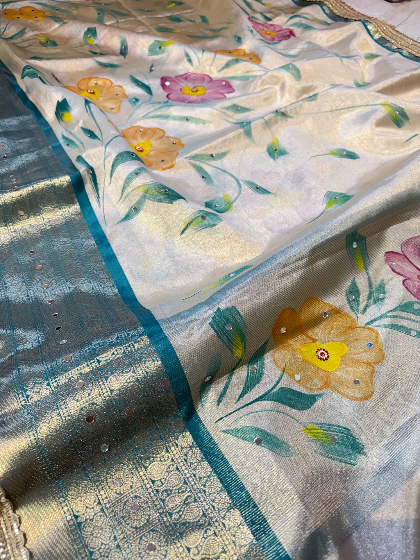 Banarasi Mirror Work Tissue Silk Saree