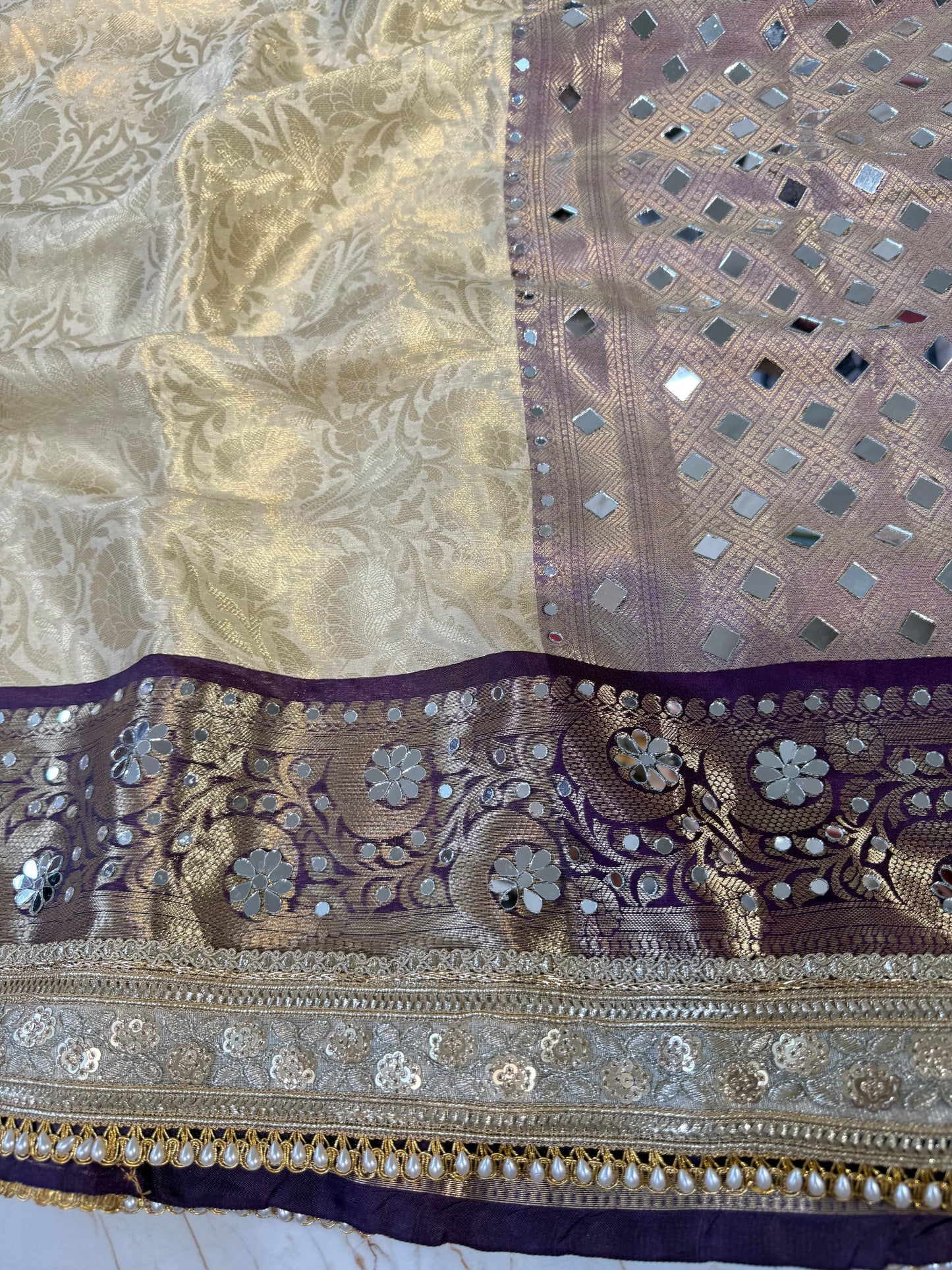 Banarasi Mirror Work Tissue Silk Saree