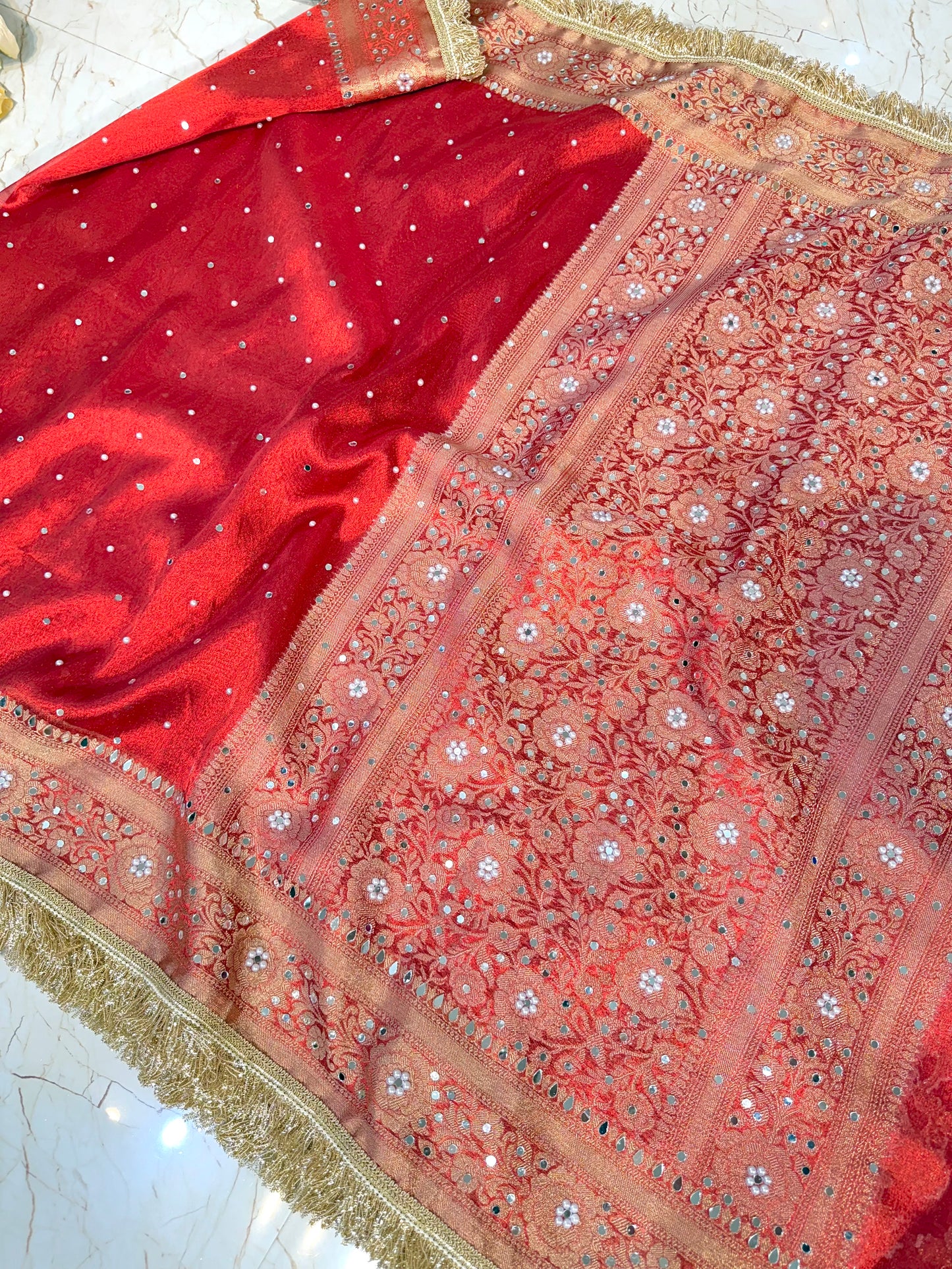 Banarasi Mirror Work Tissue Silk Saree