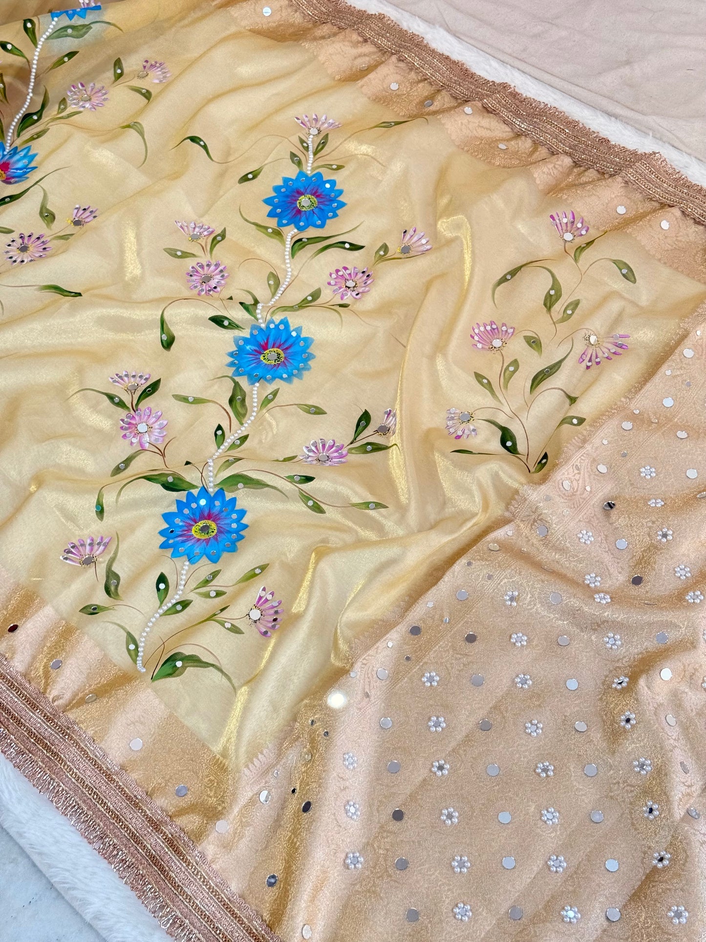 Banarasi Mirror Work Tissue Silk Saree