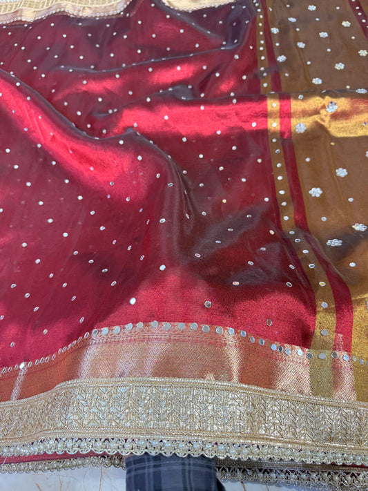Banarasi Mirror Work Tissue Silk Saree