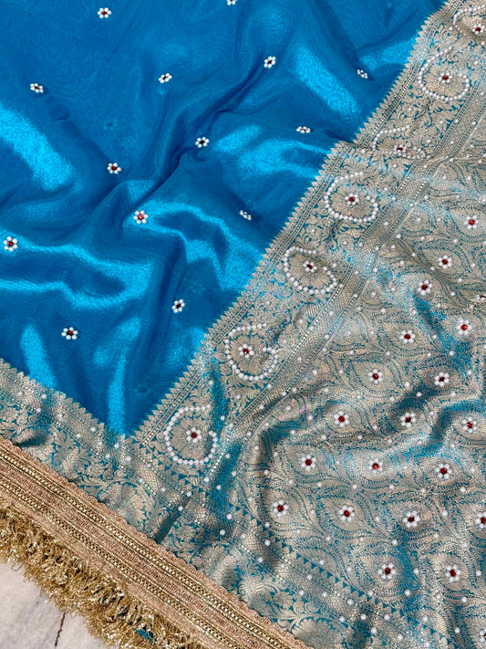 Banarasi Beads Work Tissue Silk Saree
