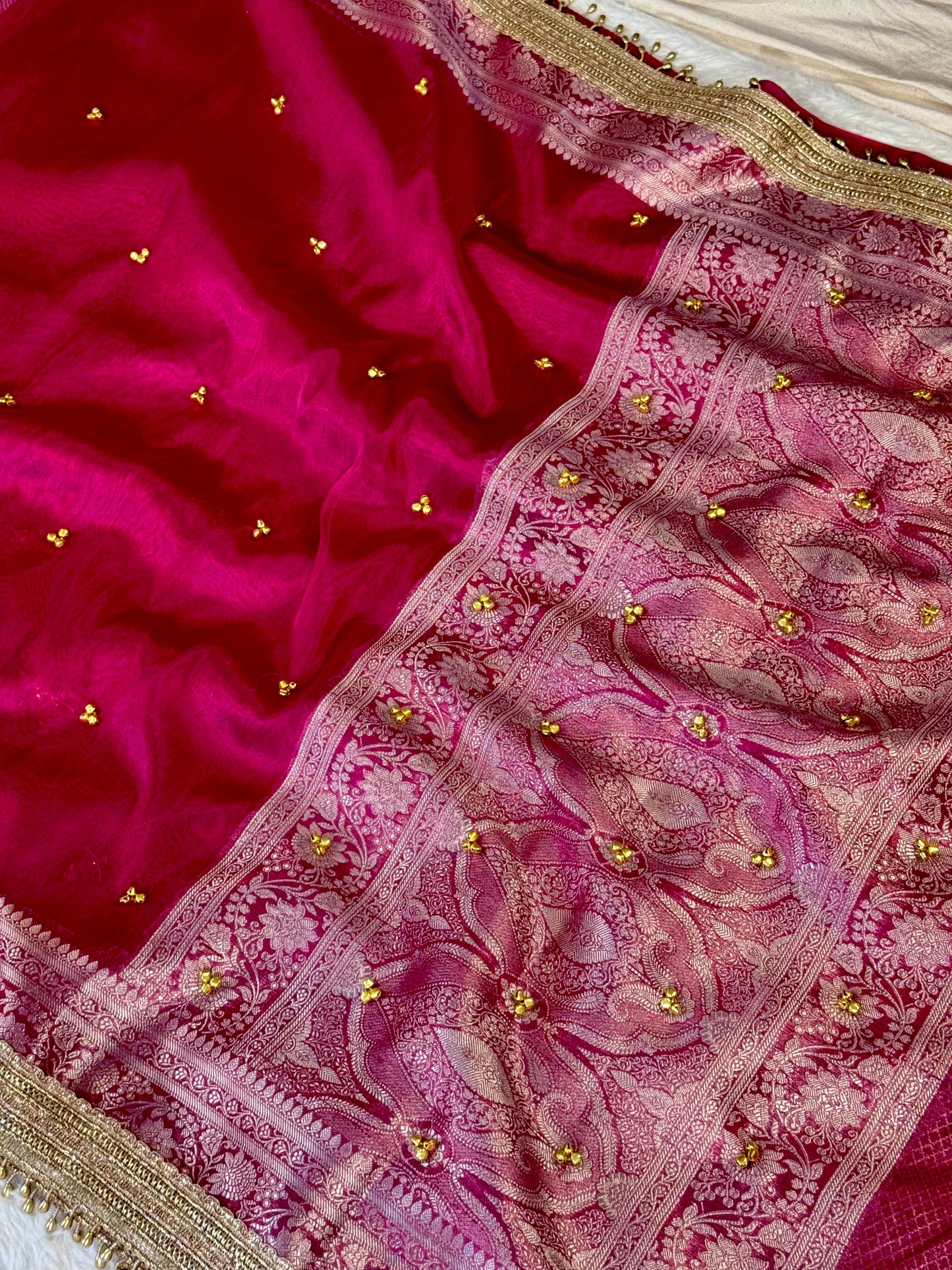 Banarasi Ghunghru Work Tissue Silk Saree