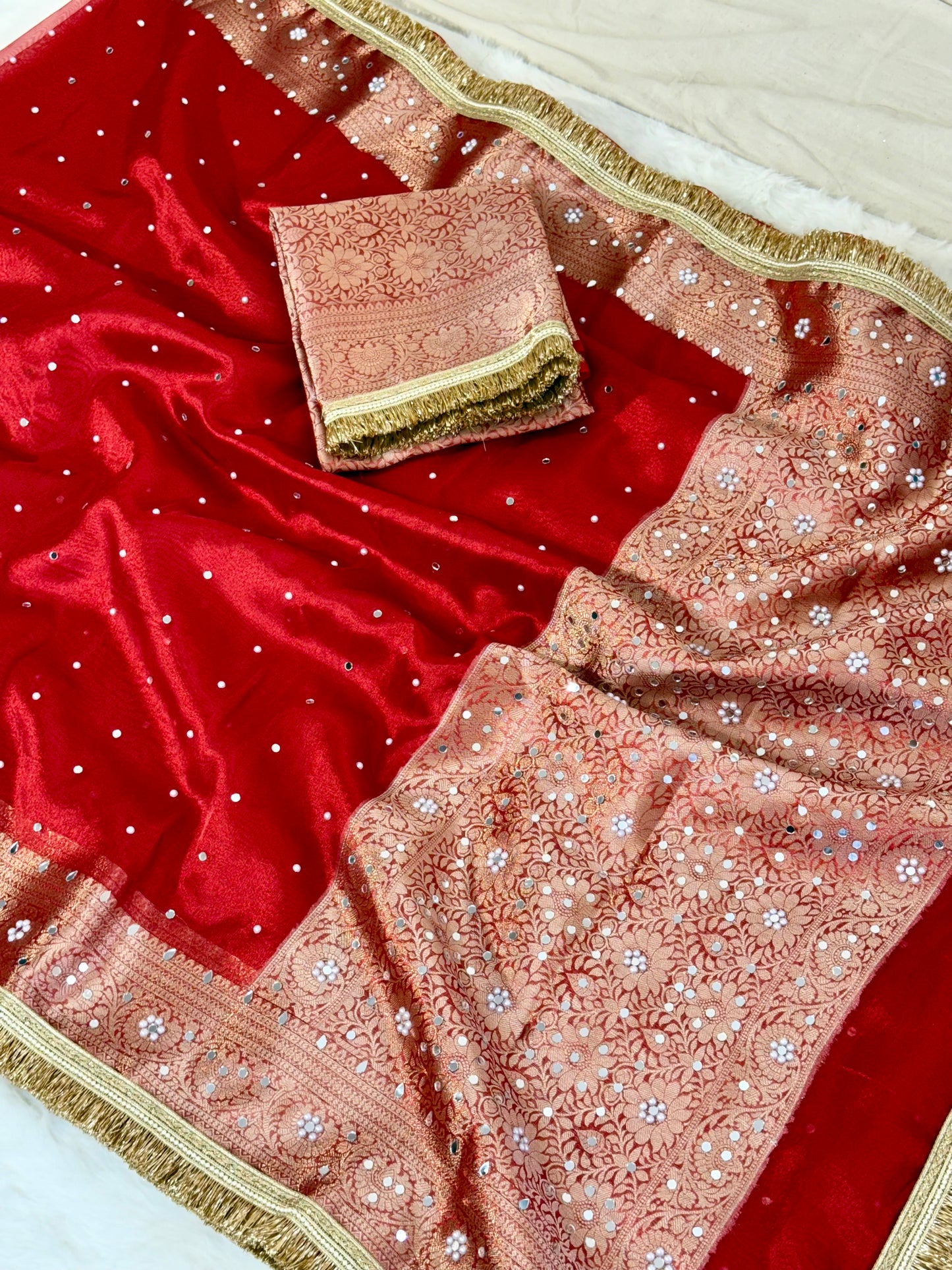 Banarasi Mirror Work Tissue Silk Saree
