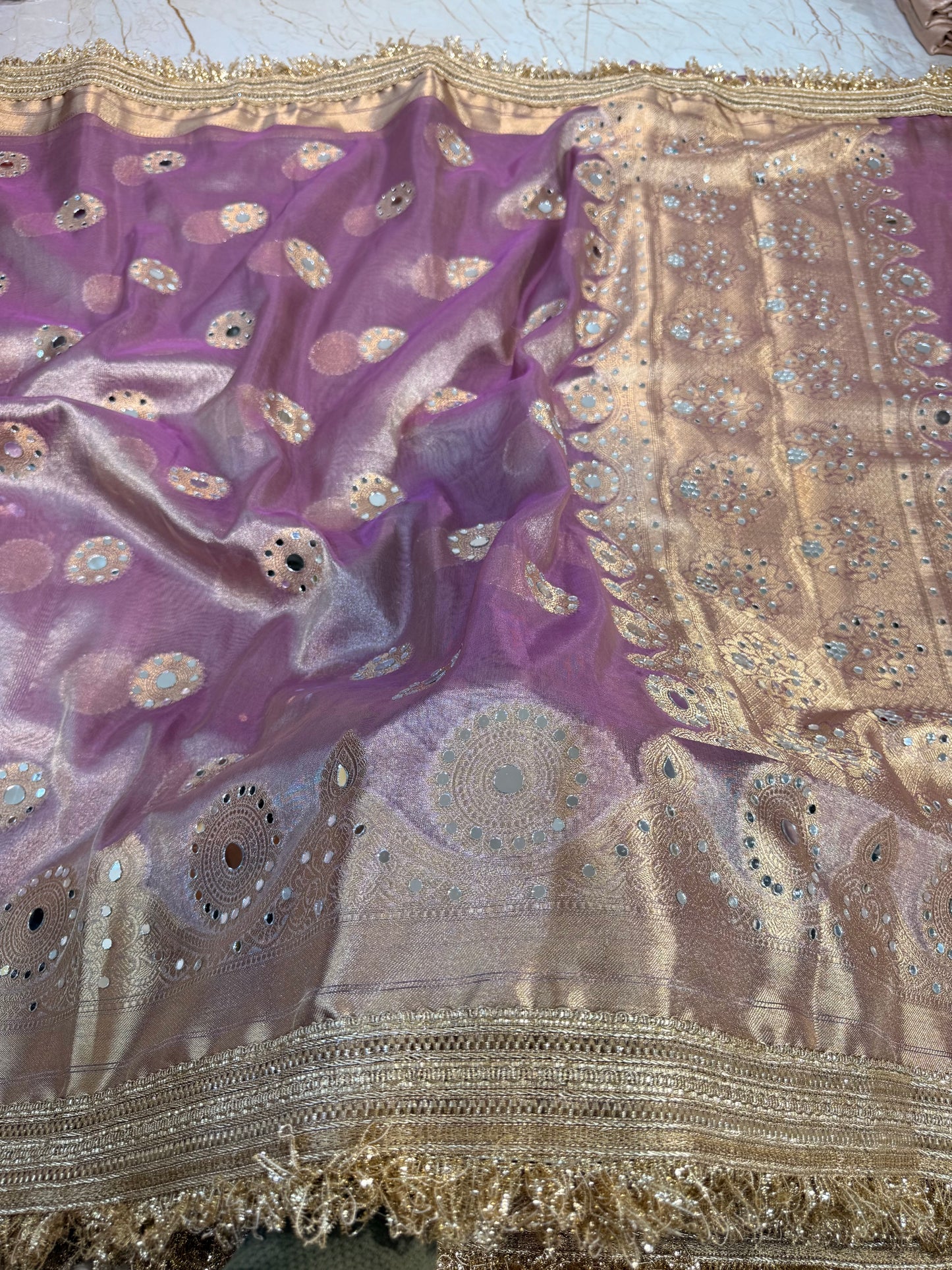 Banarasi Mirror Work Tissue Silk Saree