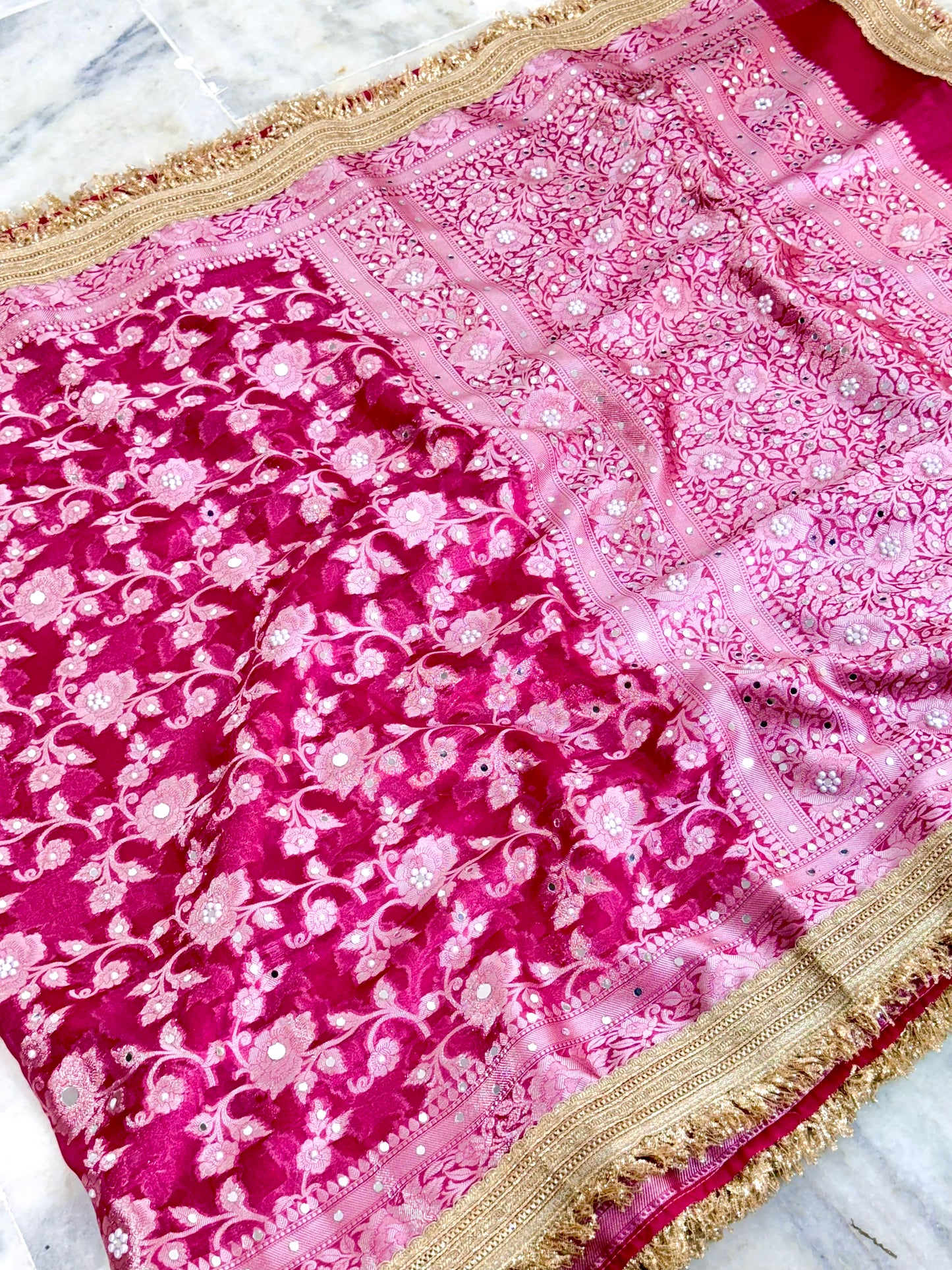 Banarasi Mirror Work Tissue Silk Saree