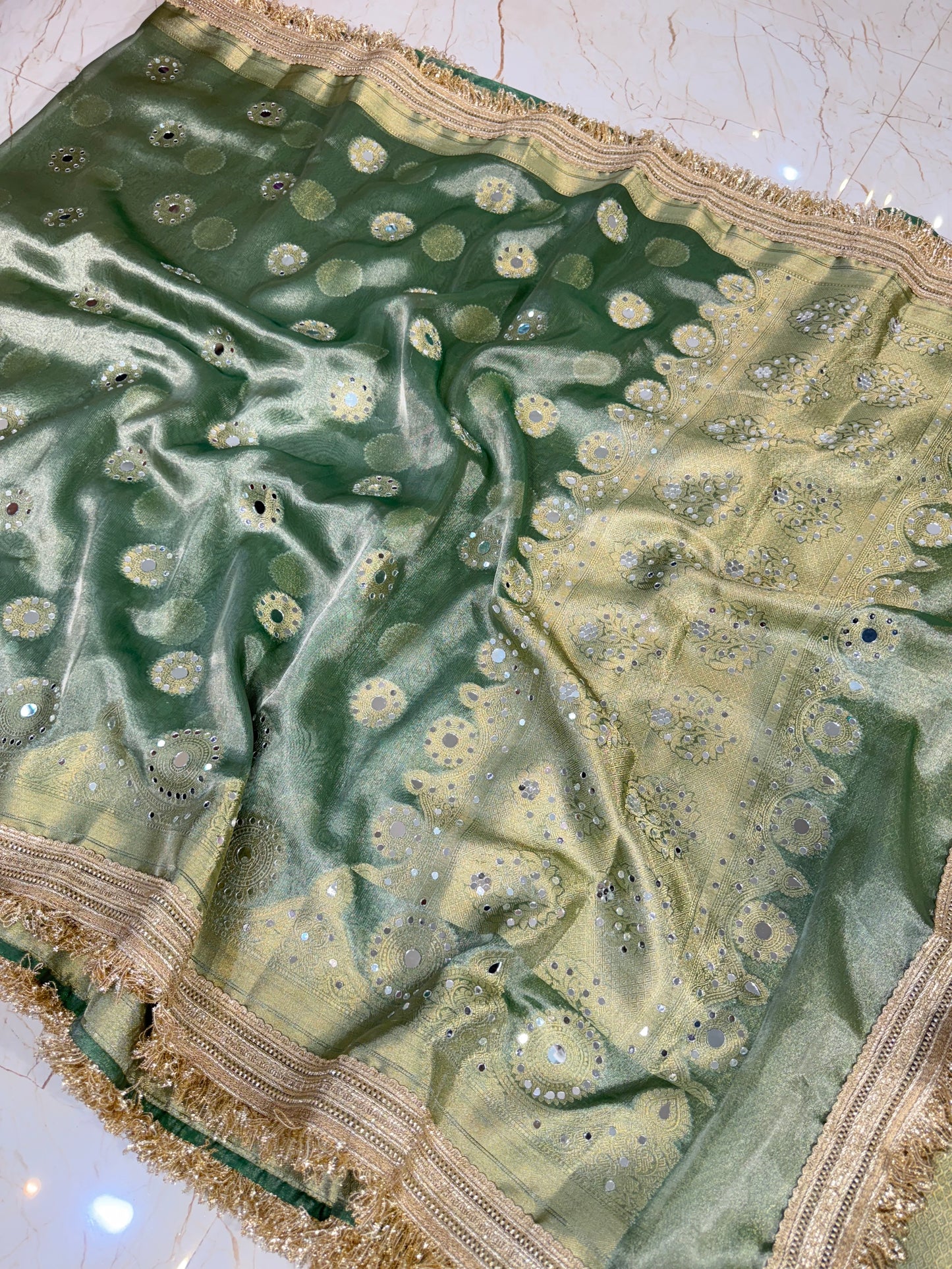 Banarasi Mirror Work Tissue Silk Saree