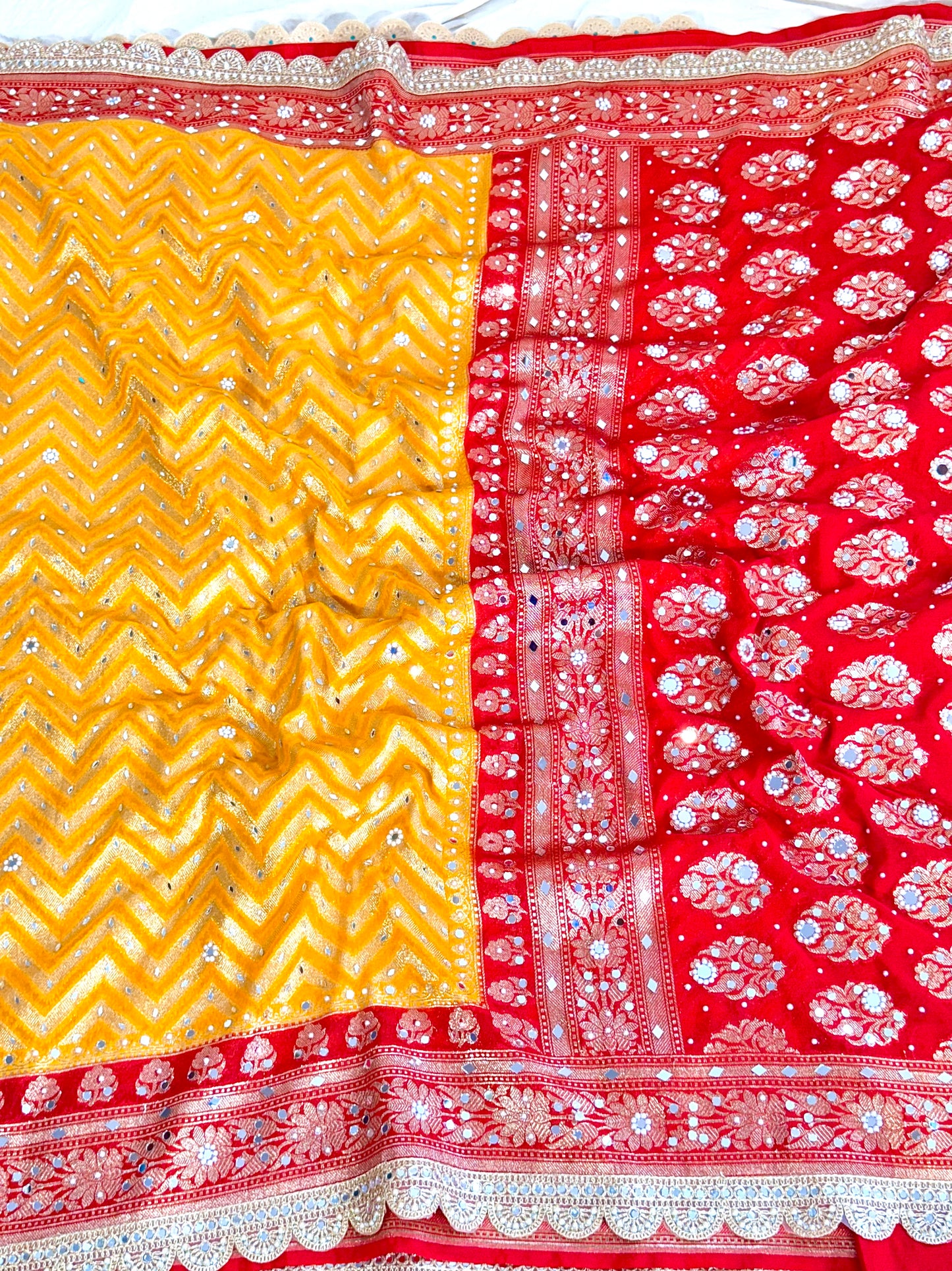 Banarasi Mirror Work Georgette Silk Saree