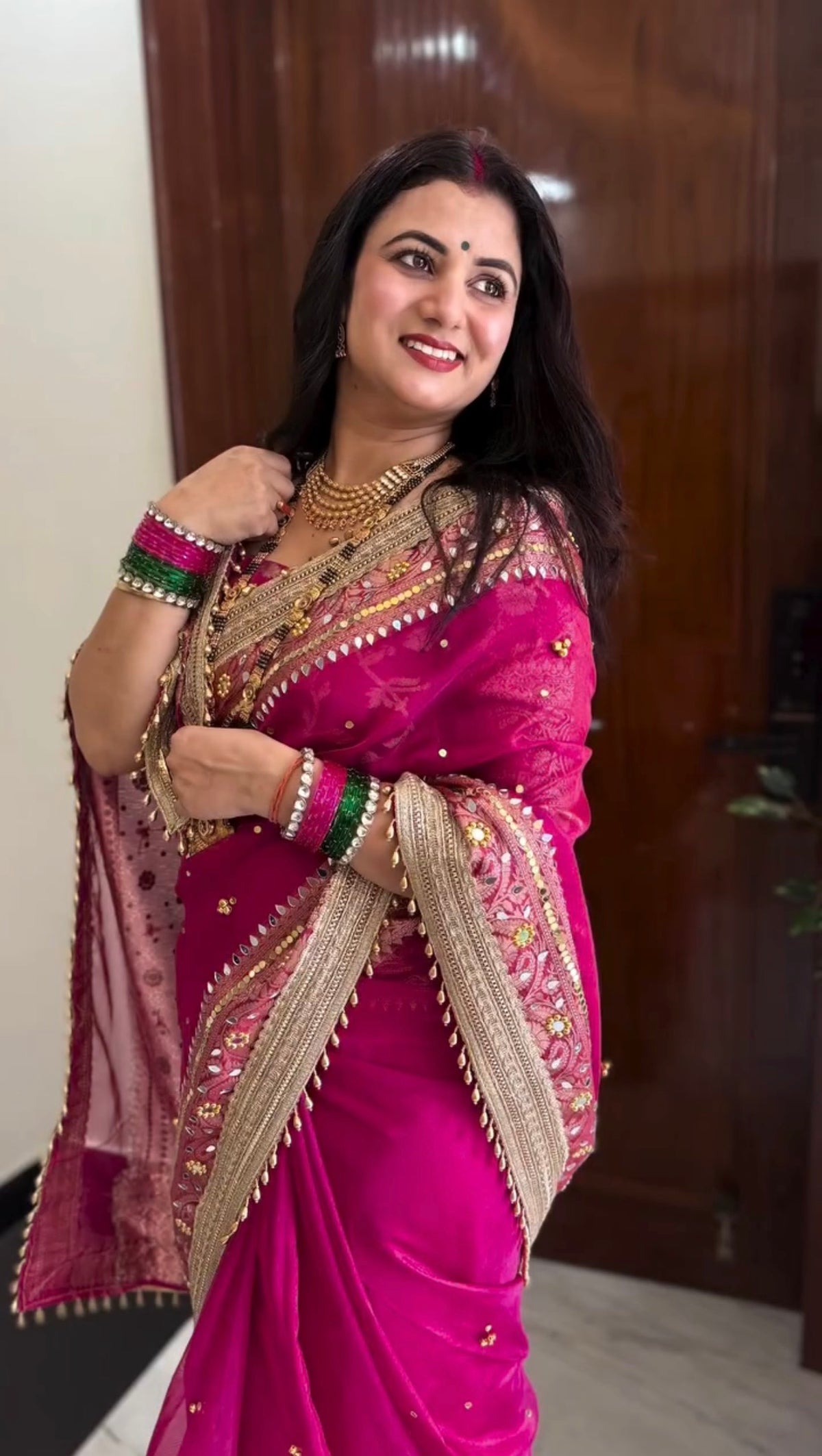 Banarasi Ghunghru and Mirror Work Tissue Silk Saree