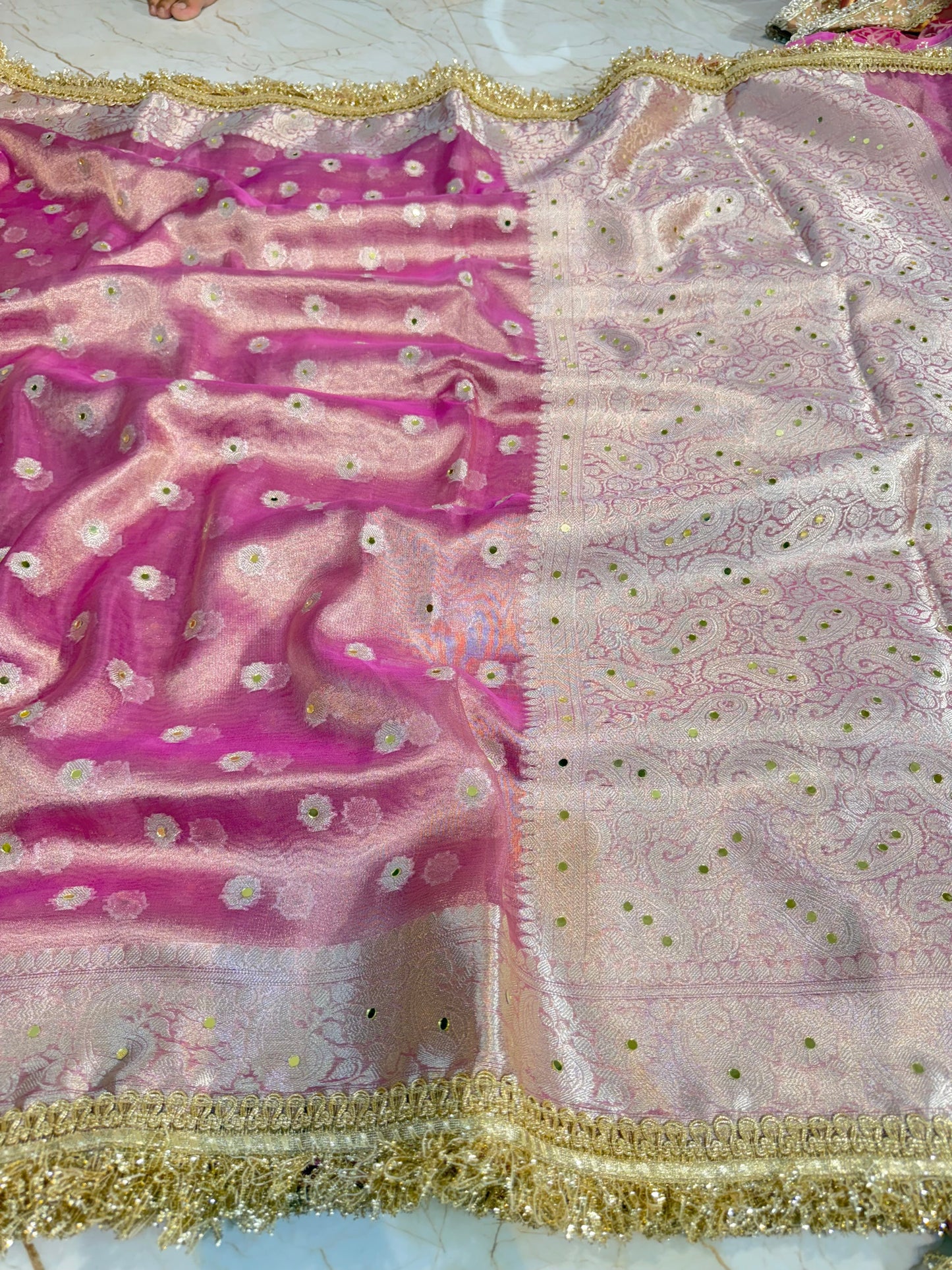 Banarasi Mirror Work Tissue Silk Saree