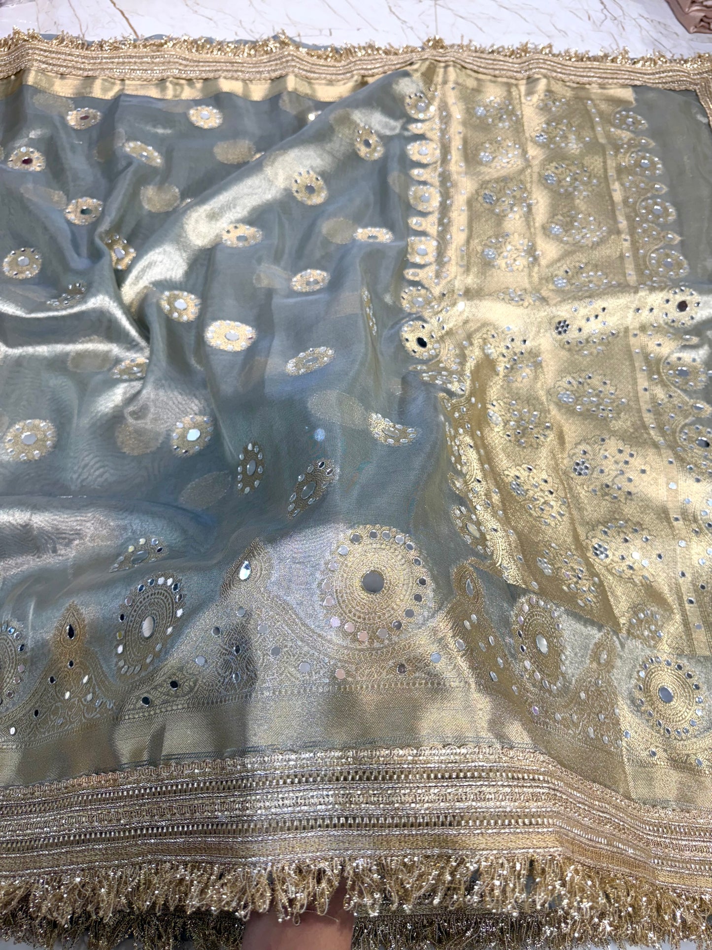 Banarasi Mirror Work Tissue Silk Saree
