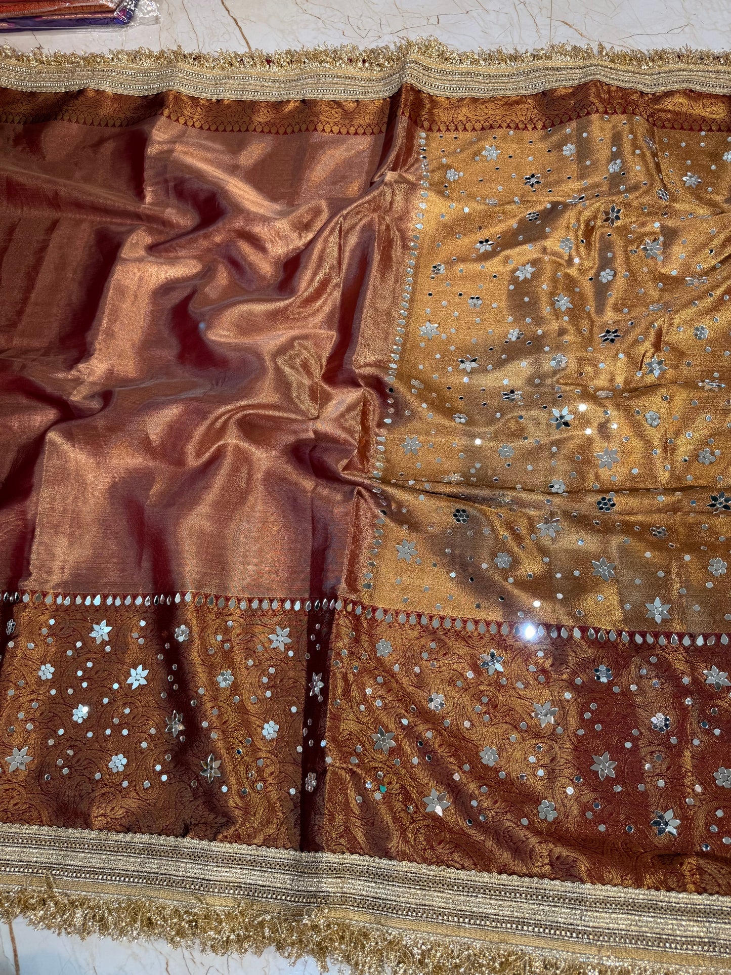 Banarasi Mirror Work Tissue Silk Saree