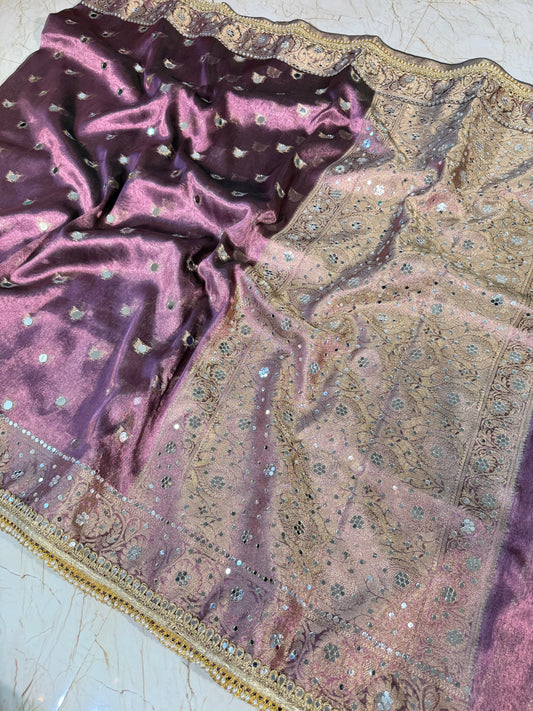 Banarasi Mirror Work Tissue Silk Saree