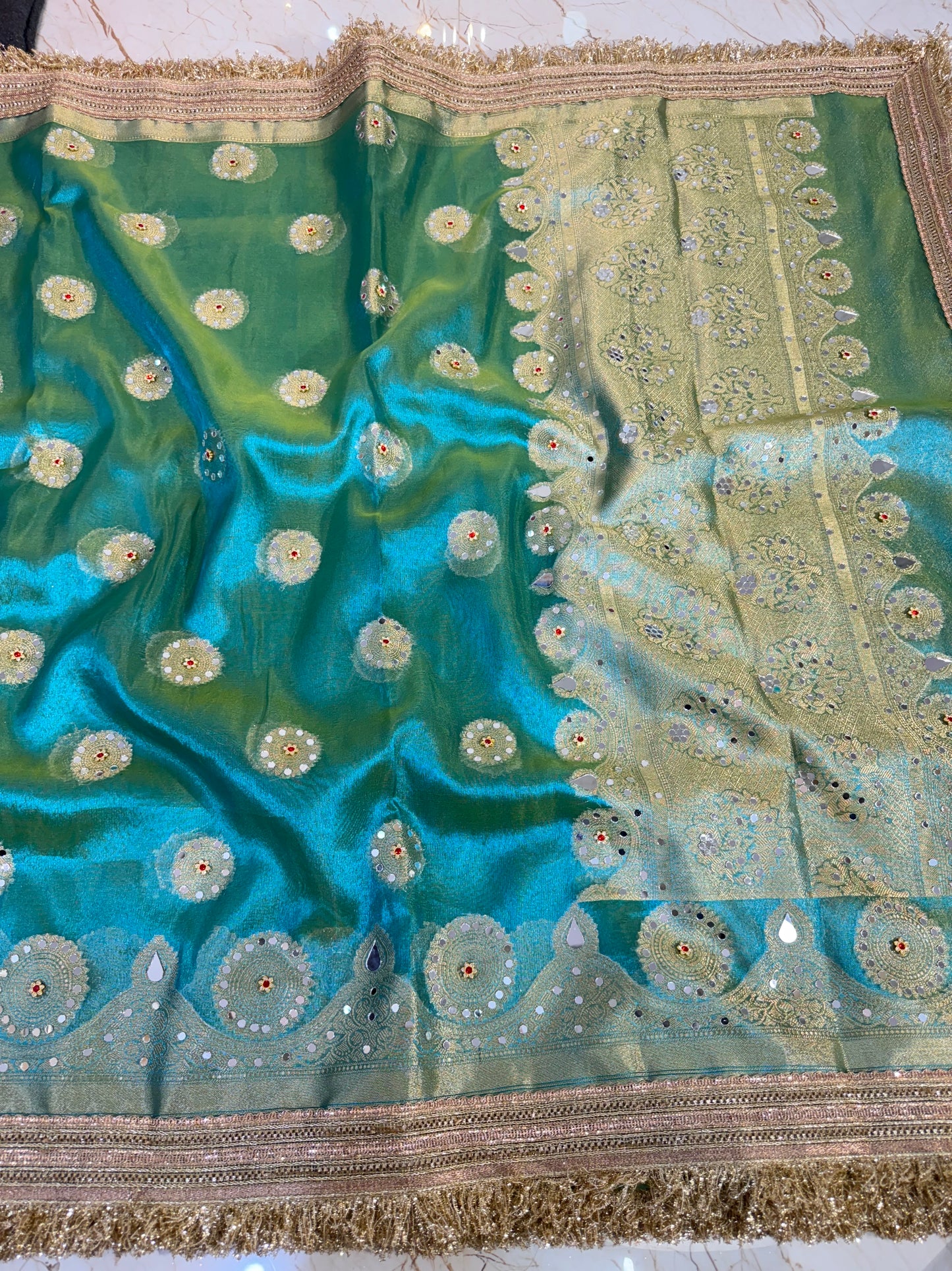 Banarasi Mirror Work Tissue Silk Saree
