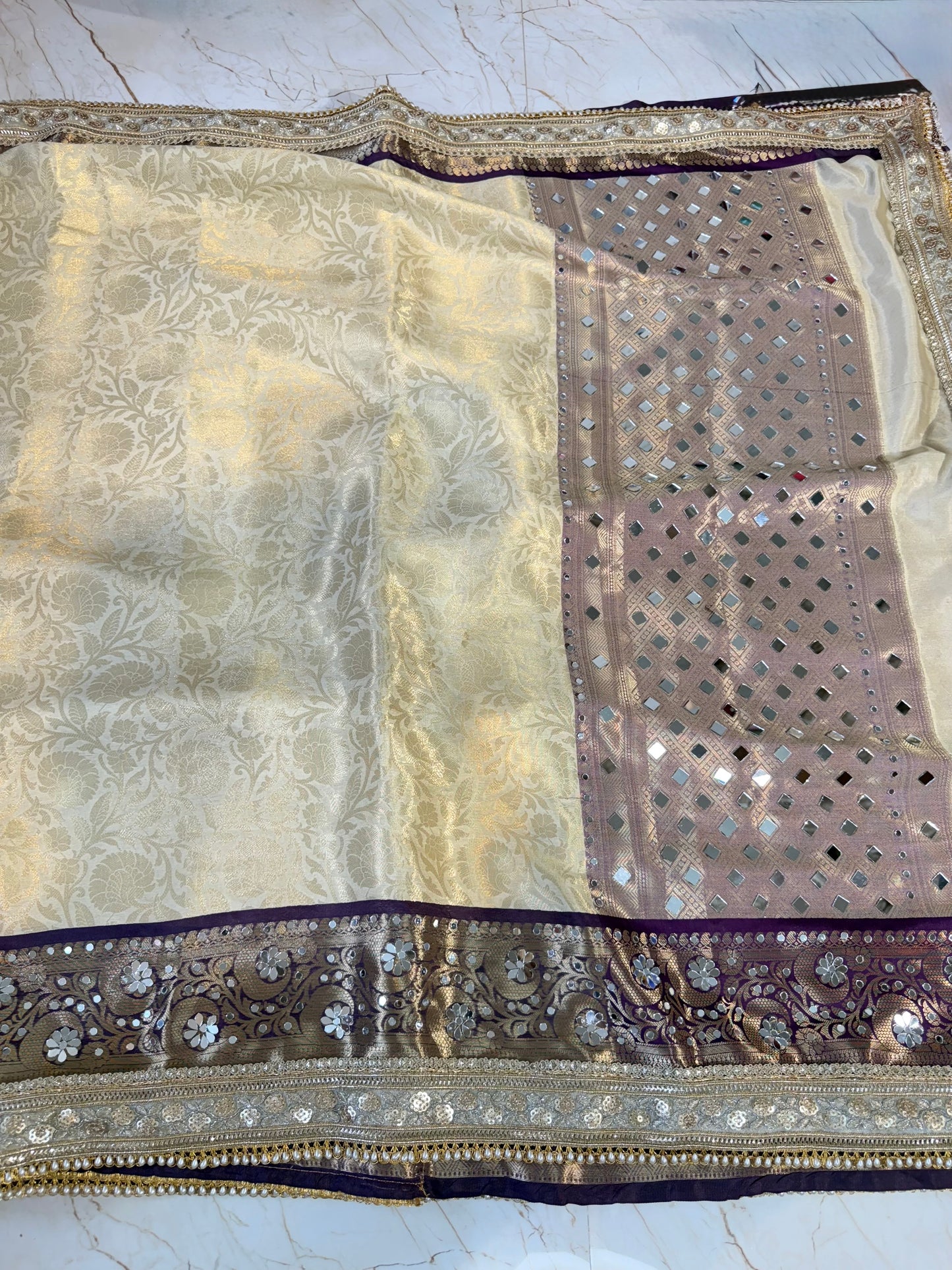Banarasi Mirror Work Tissue Silk Saree