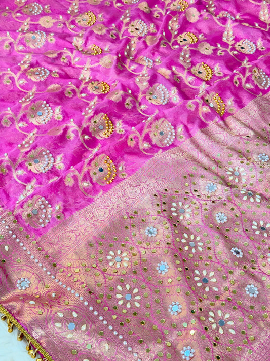 Banarasi Mirror Work Georgette Silk Saree