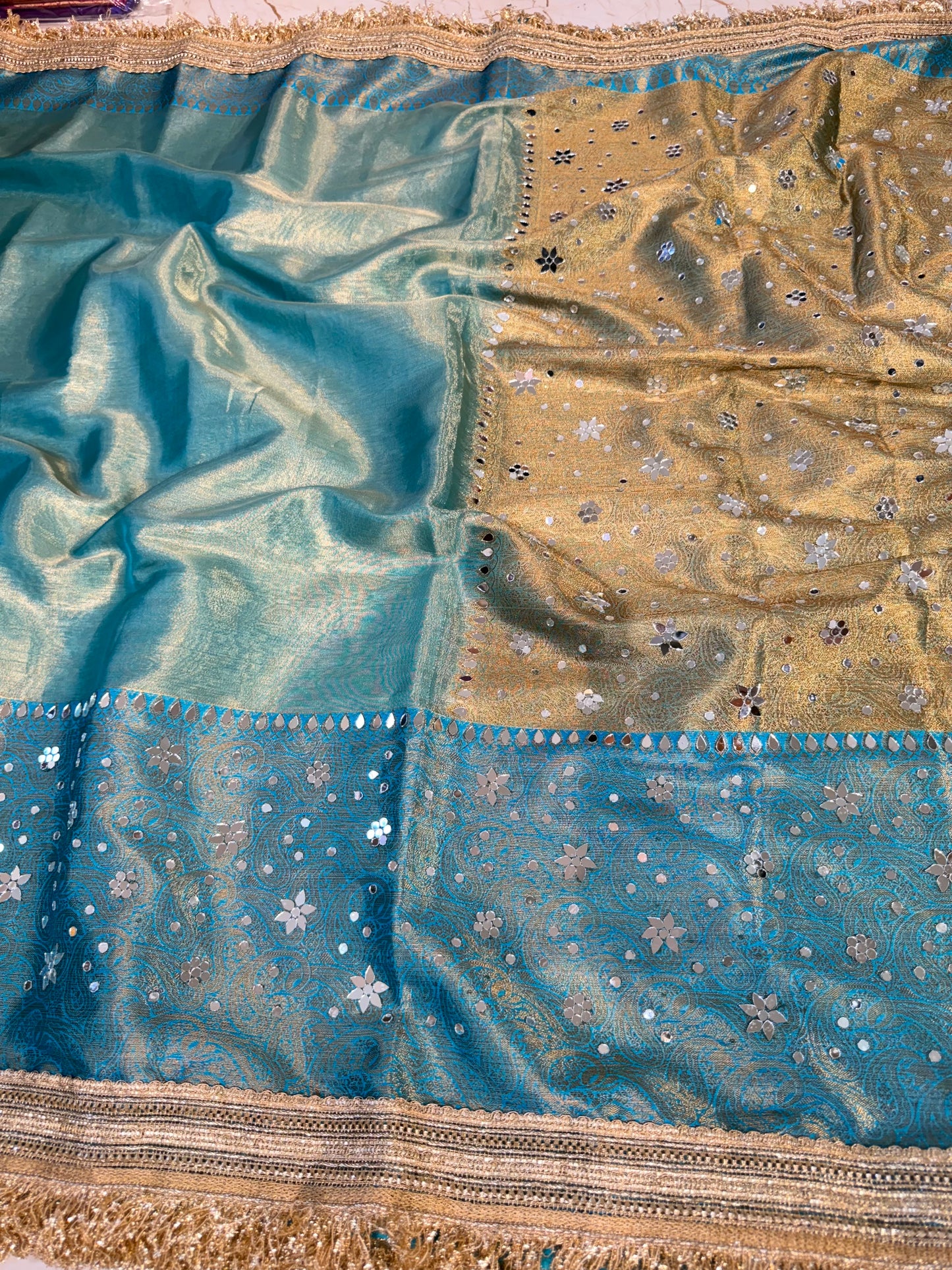 Banarasi Mirror Work Tissue Silk Saree