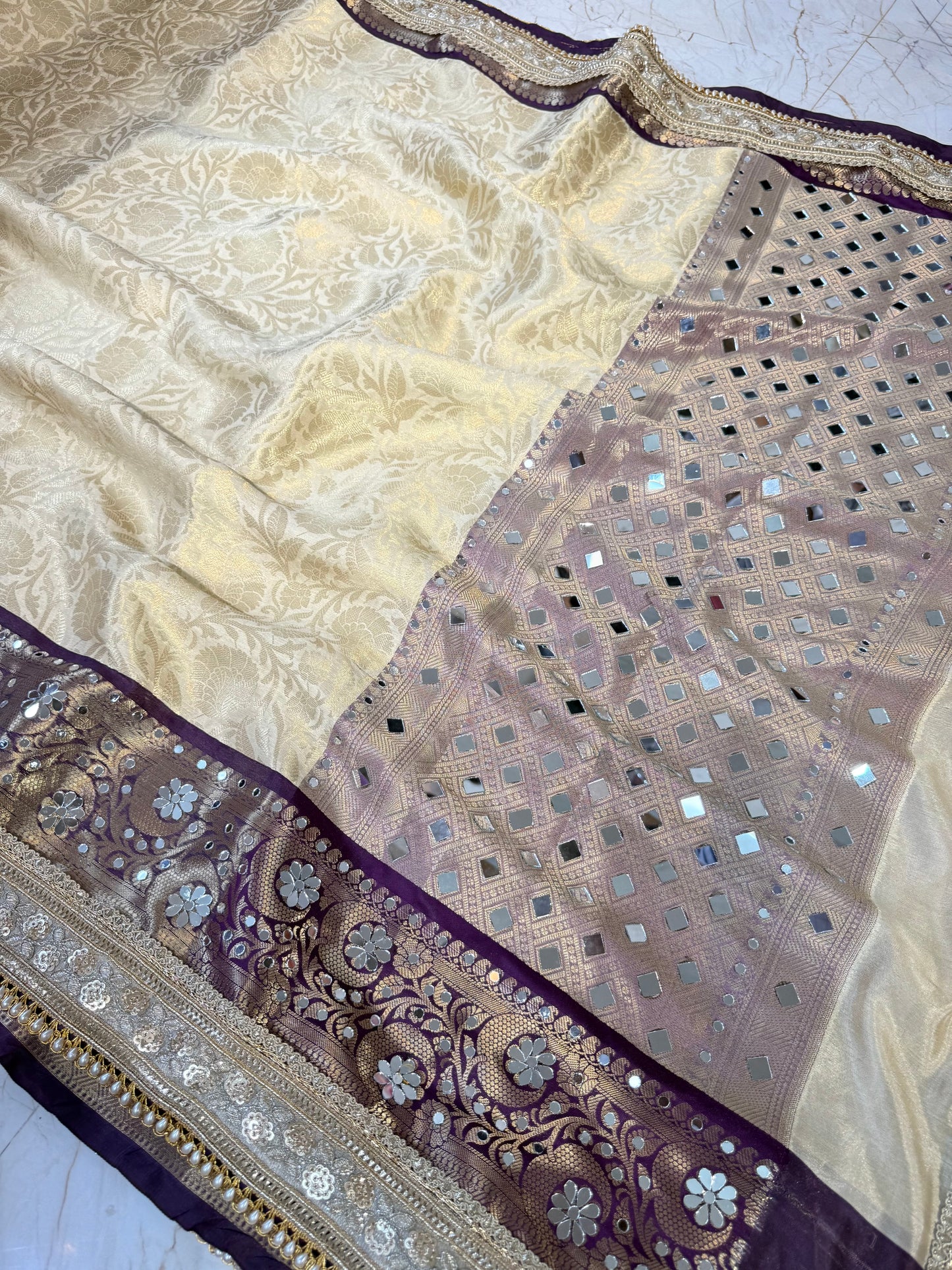 Banarasi Mirror Work Tissue Silk Saree