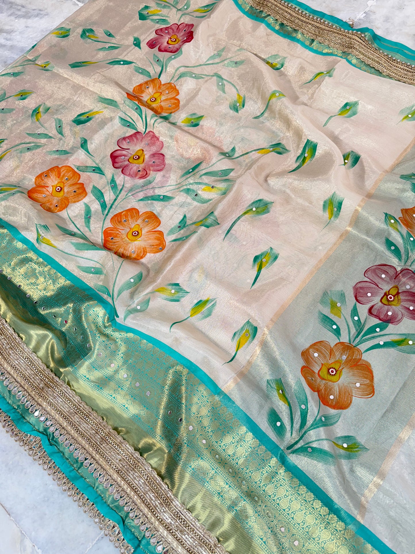 Banarasi Mirror Work Tissue Silk Saree