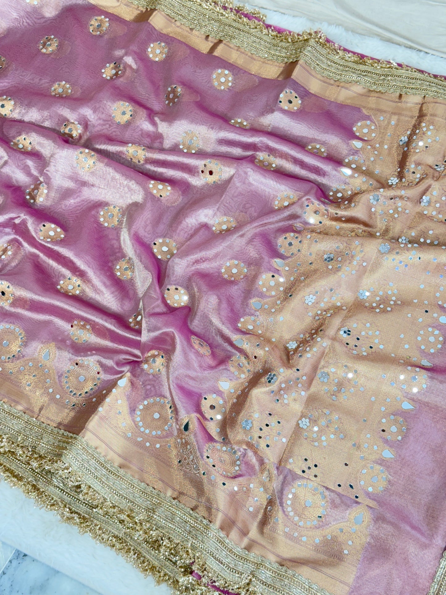 Banarasi Mirror Work Tissue Silk Saree