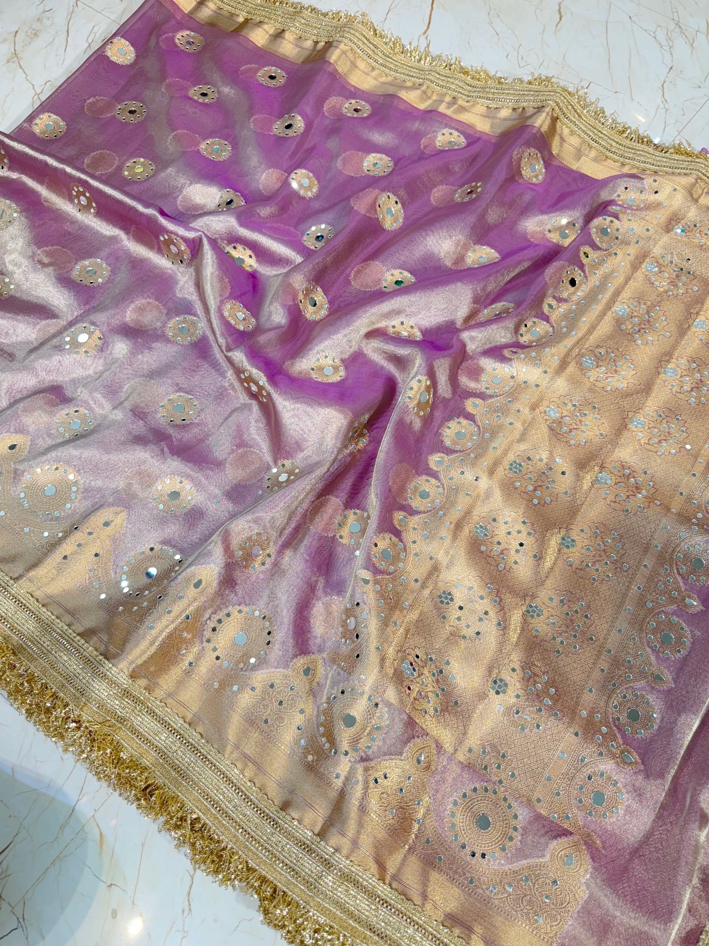 Banarasi Mirror Work Tissue Silk Saree