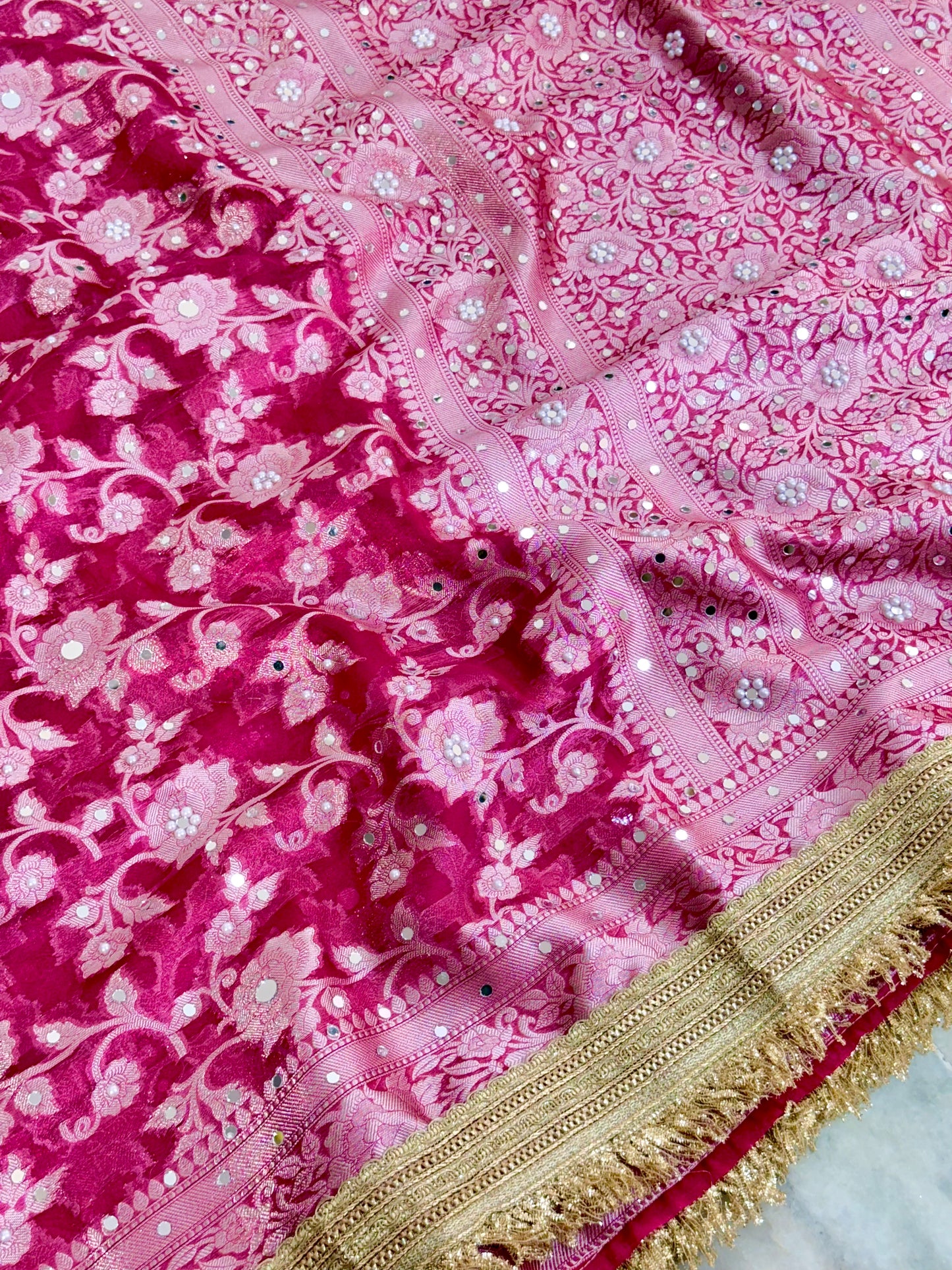 Banarasi Mirror Work Tissue Silk Saree