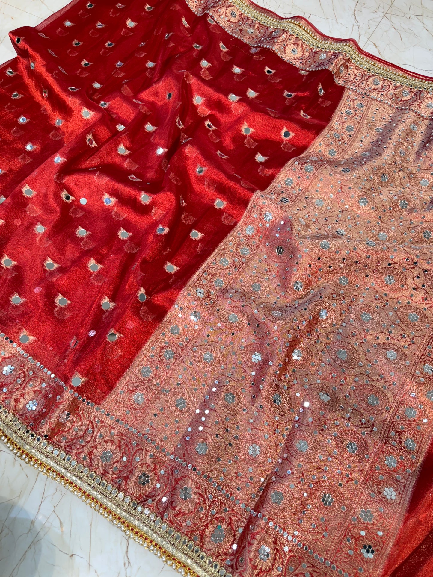 Banarasi Mirror Work Tissue Silk Saree