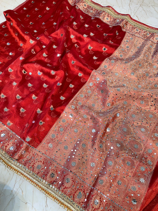 Banarasi Mirror Work Tissue Silk Saree