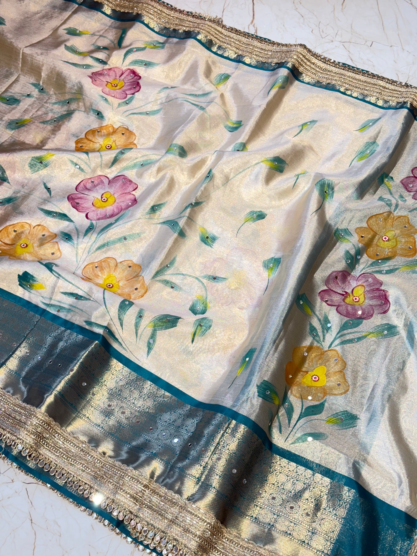 Banarasi Mirror Work Tissue Silk Saree