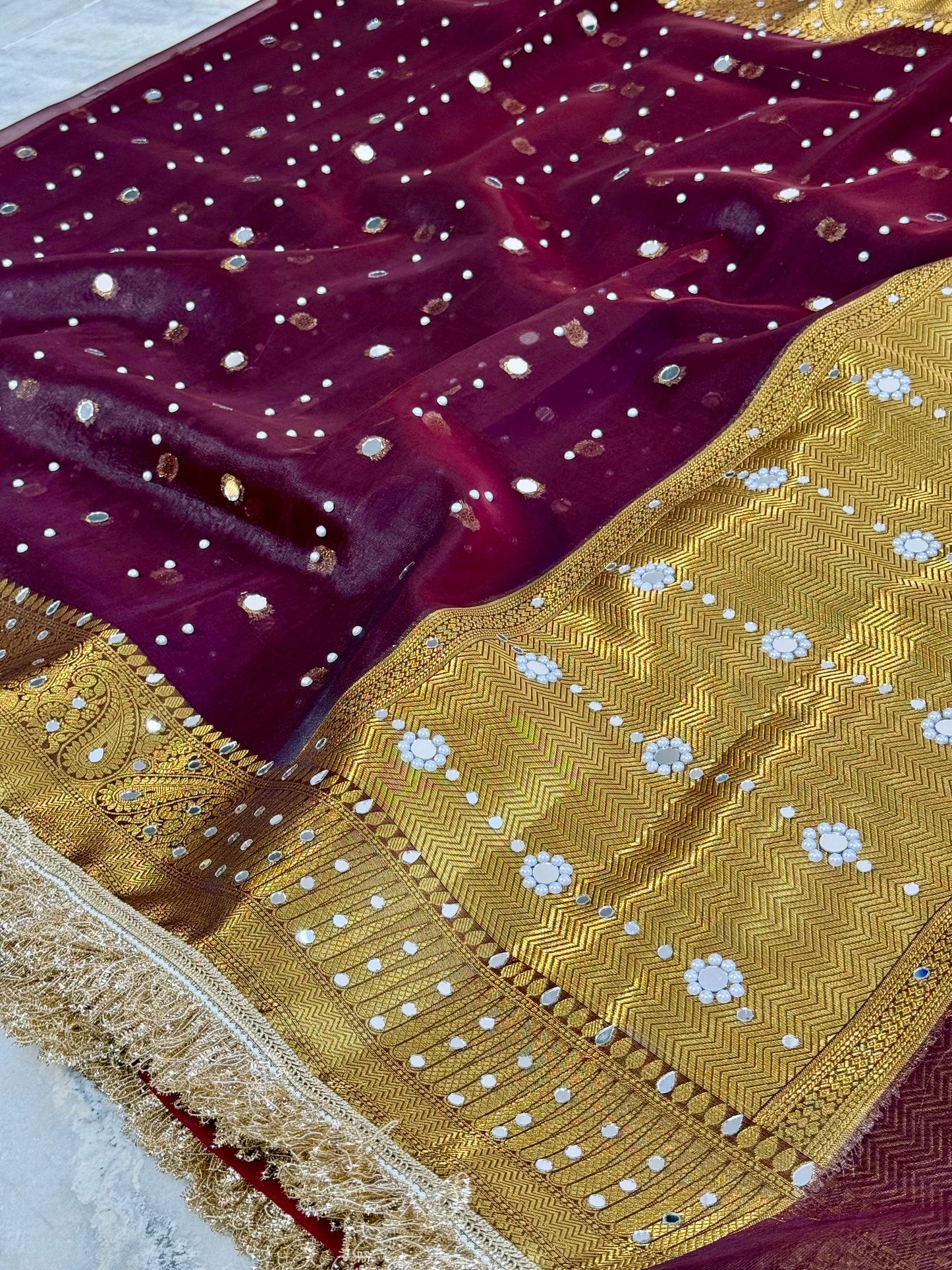 Banarasi Mirror Work Tissue Silk Saree