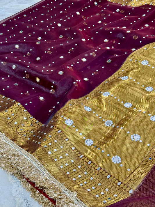 Banarasi Mirror Work Tissue Silk Saree