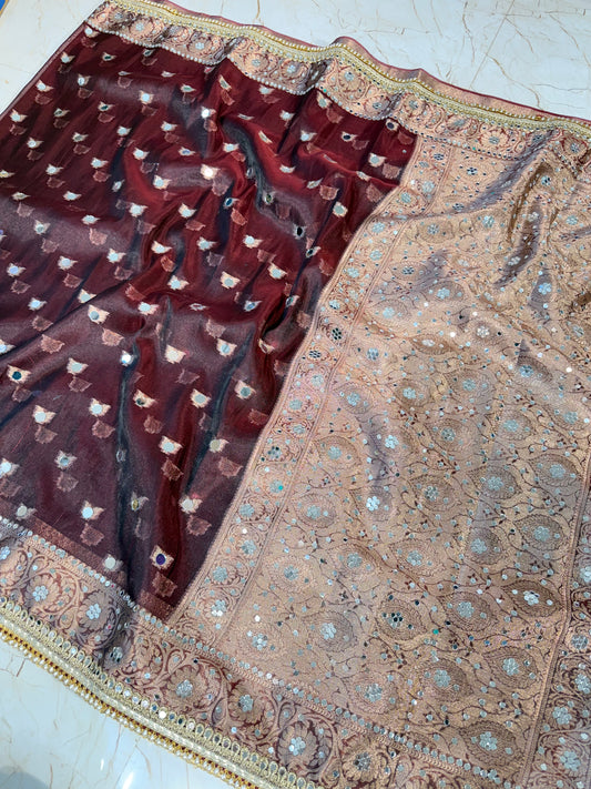Banarasi Mirror Work Tissue Silk Saree
