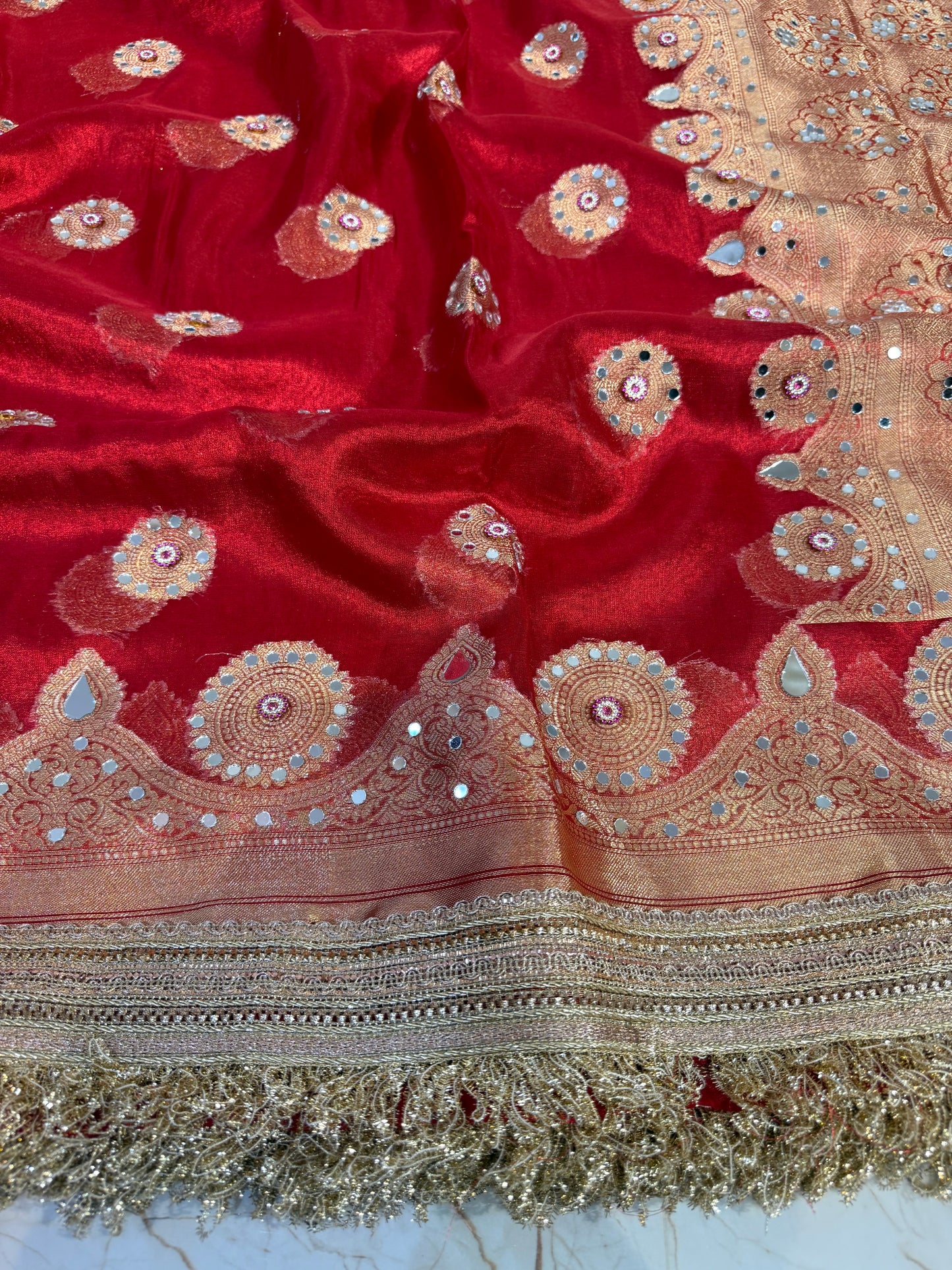 Banarasi Mirror Work Tissue Silk Saree