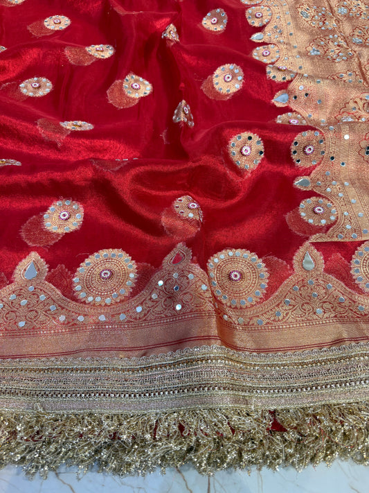 Banarasi Mirror Work Tissue Silk Saree