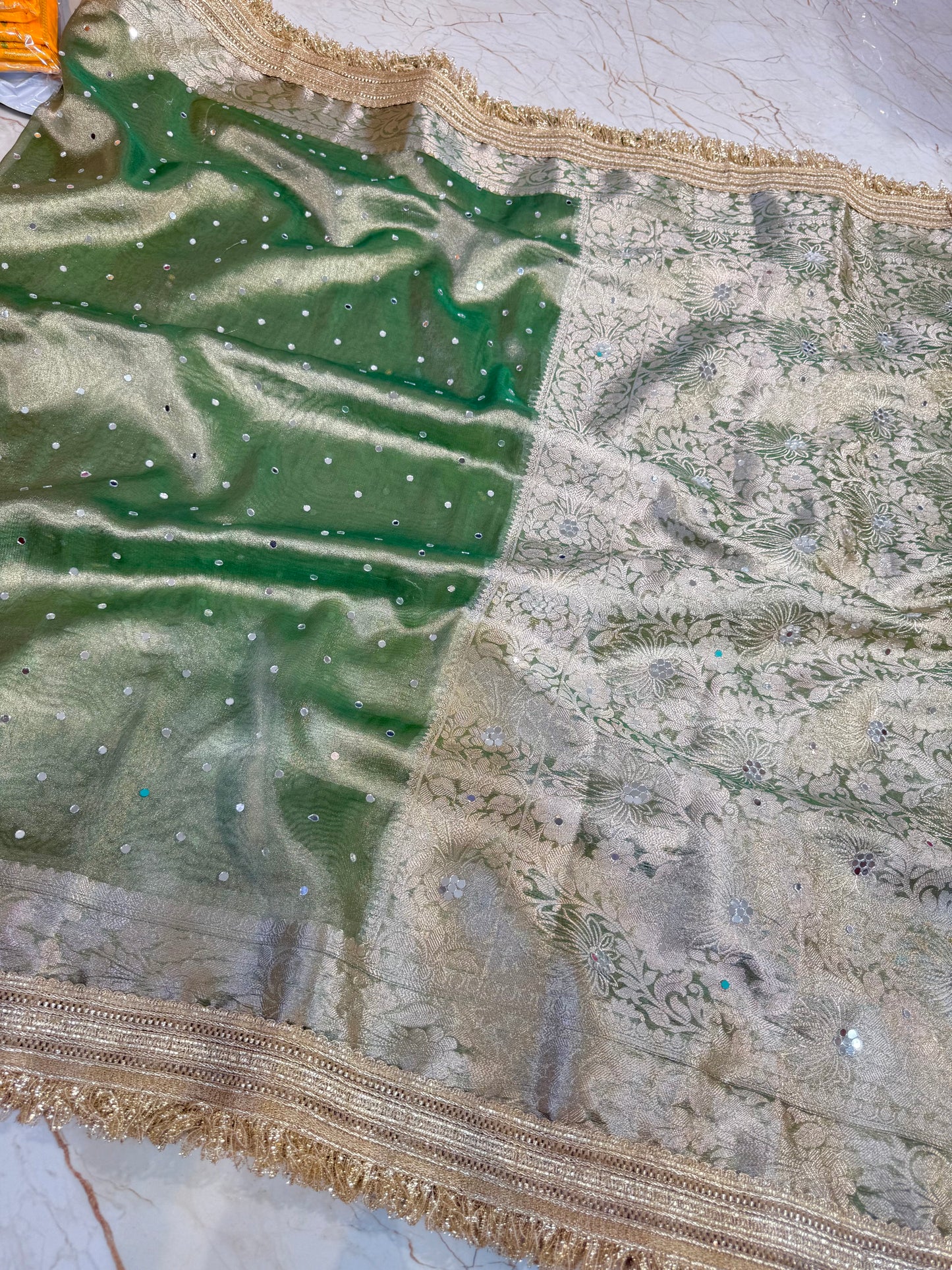Banarasi Mirror Work Tissue Silk Saree