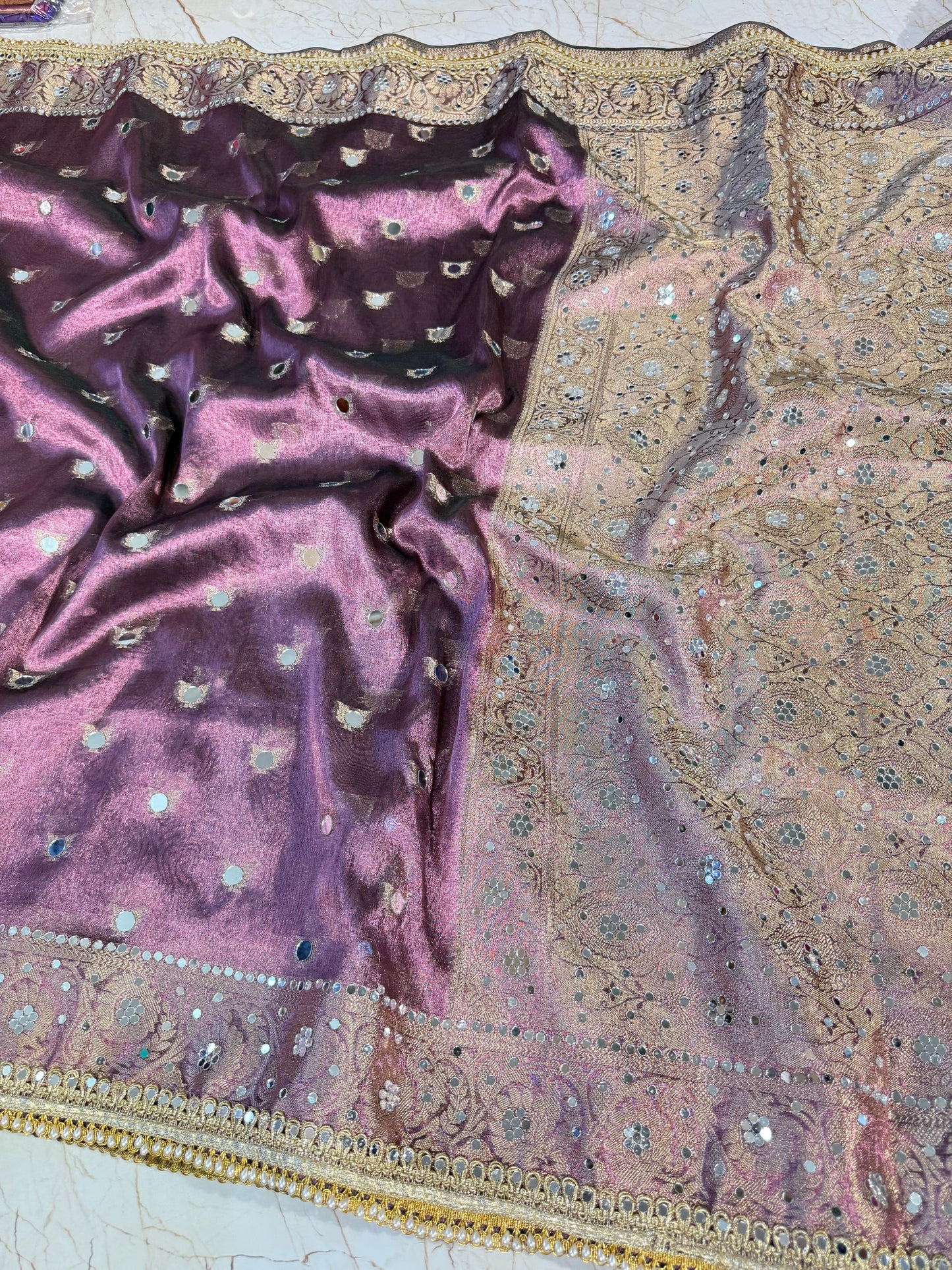 Banarasi Mirror Work Tissue Silk Saree