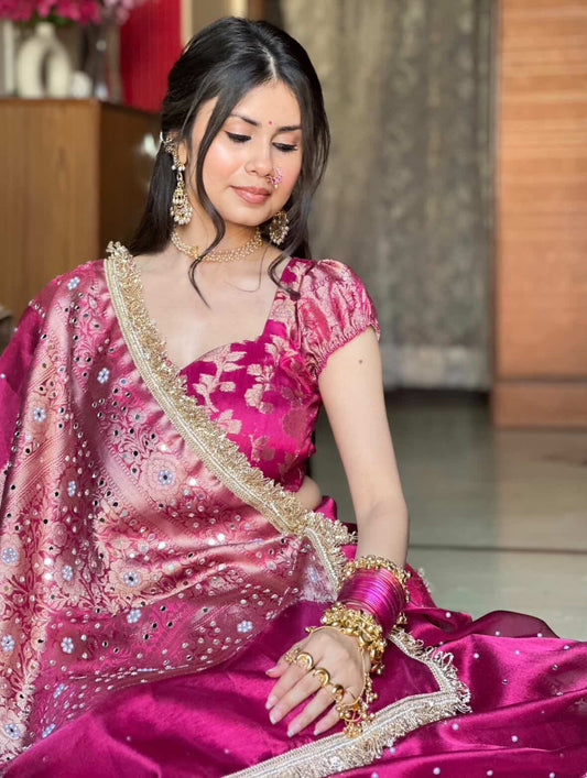 Banarasi Mirror Work Tissue Silk Saree