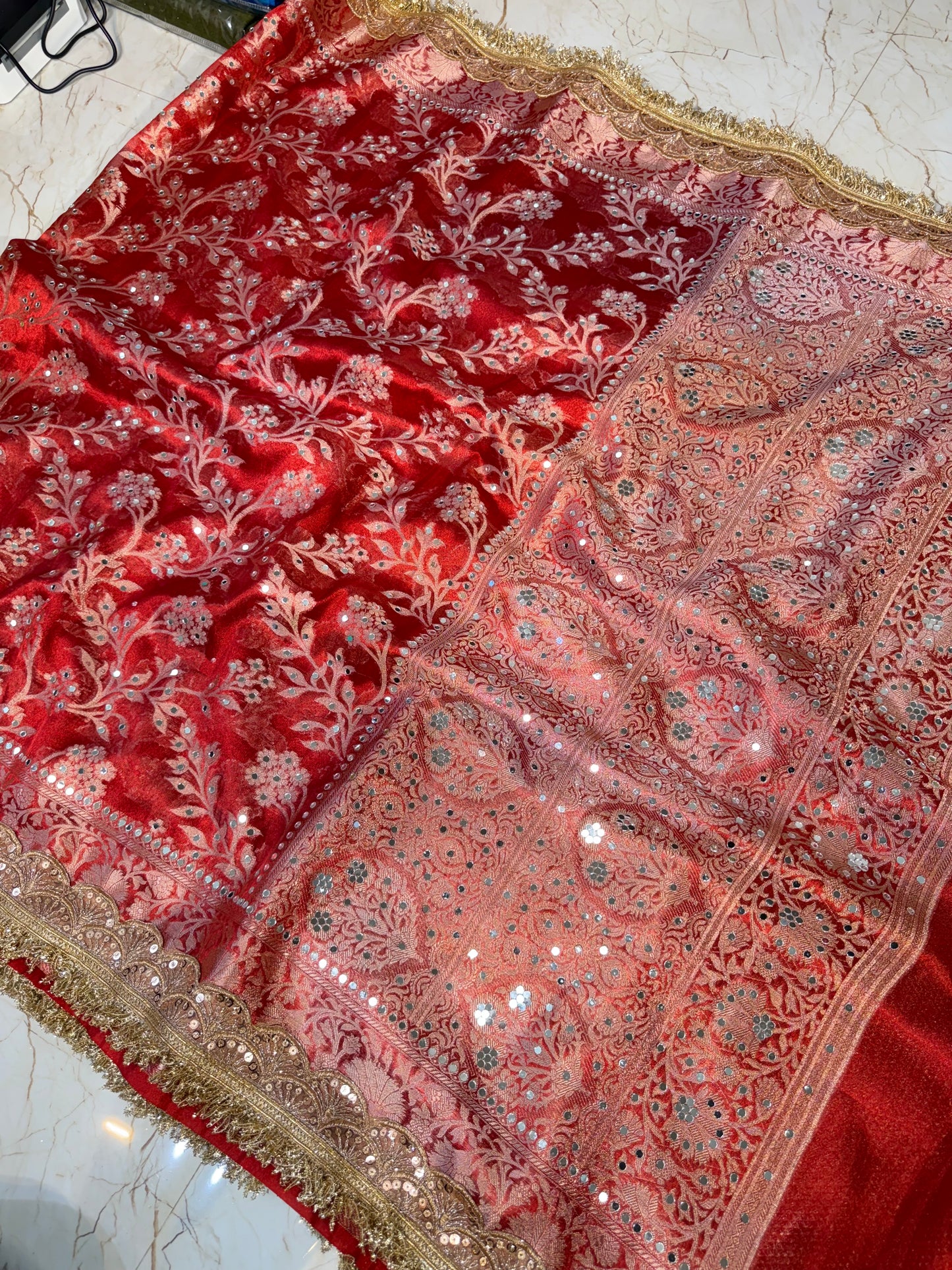 Banarasi Mirror Work Tissue Silk Saree