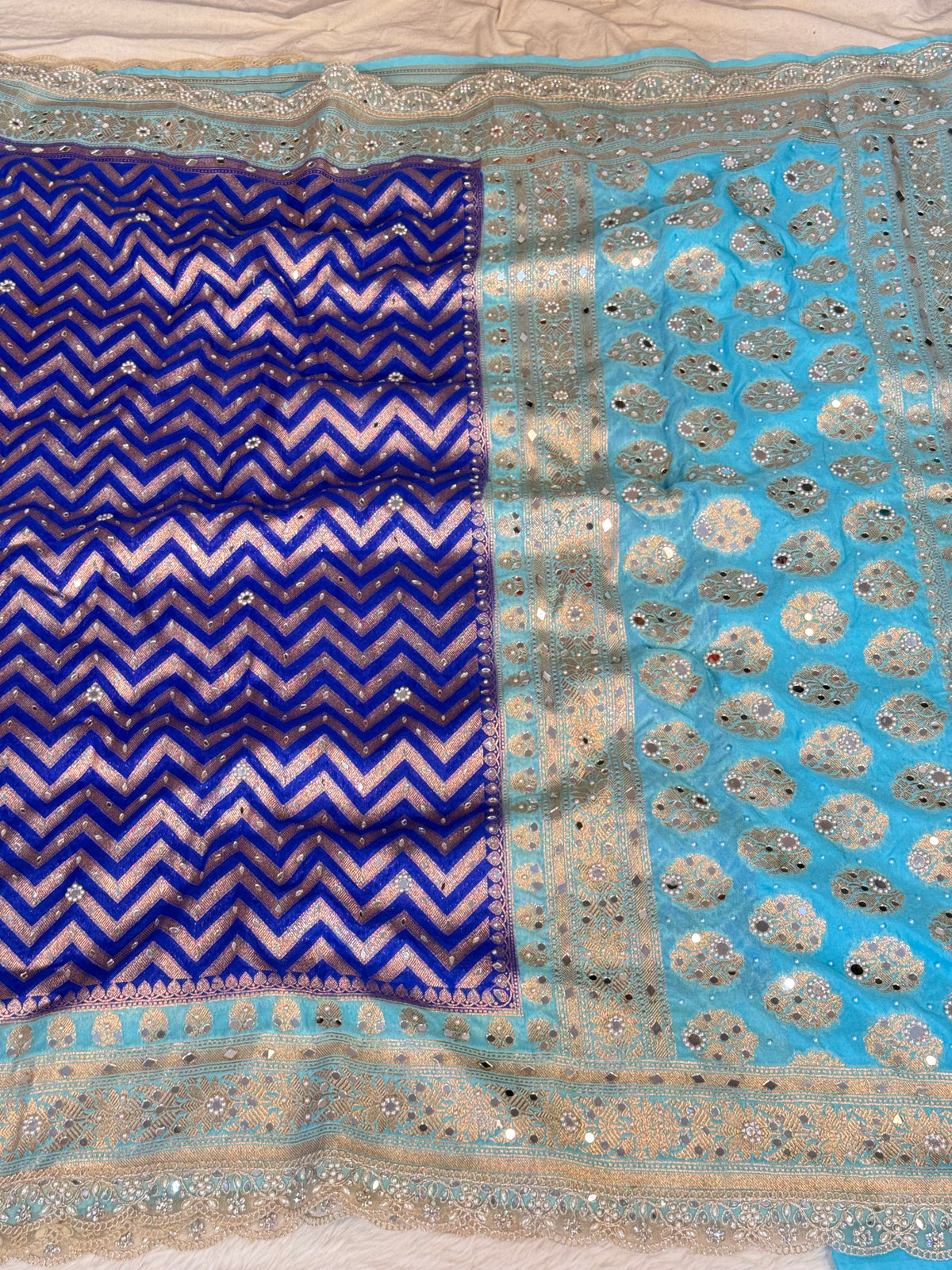 Banarasi Mirror Work Georgette Silk Saree