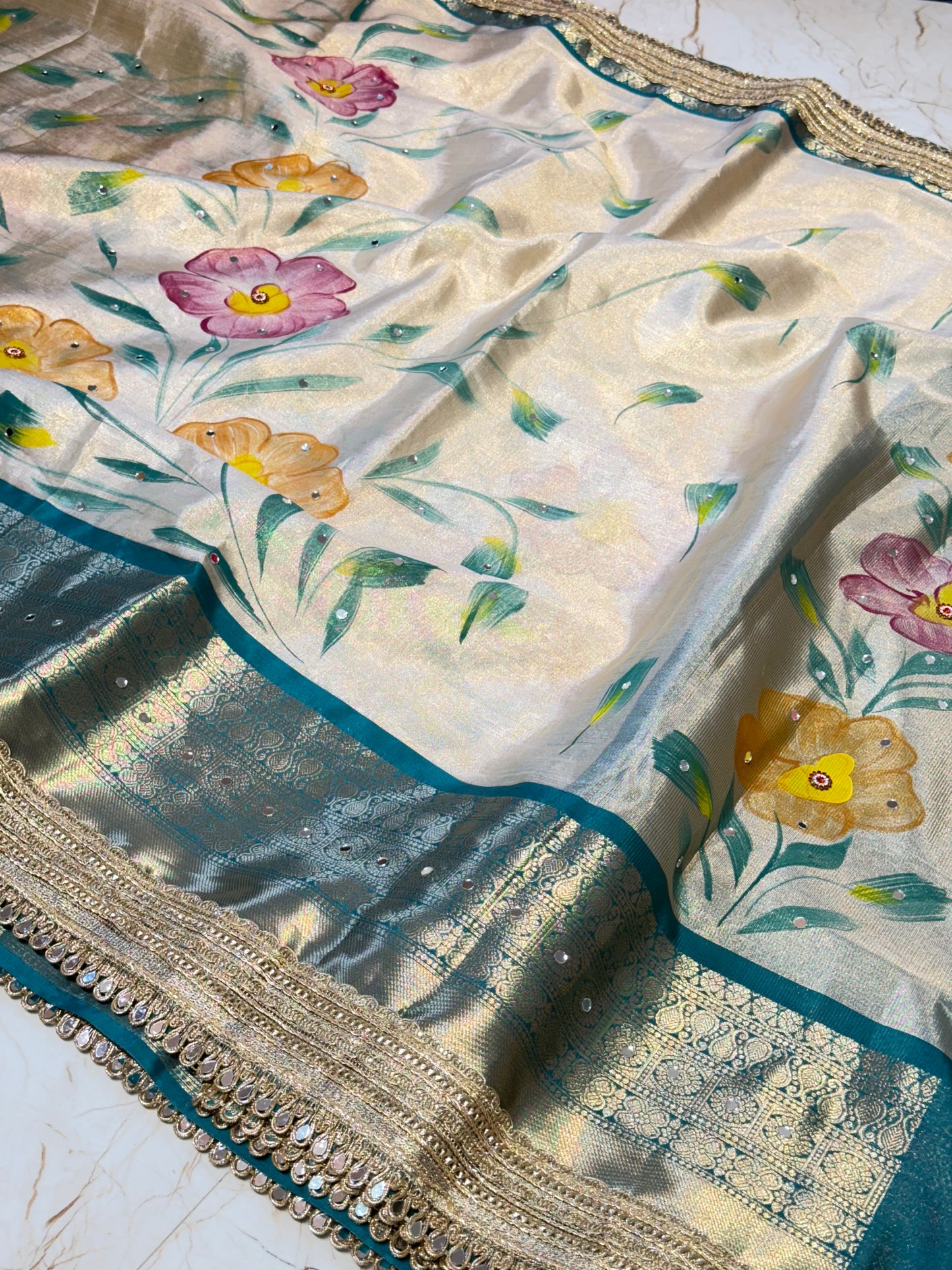 Banarasi Mirror Work Tissue Silk Saree