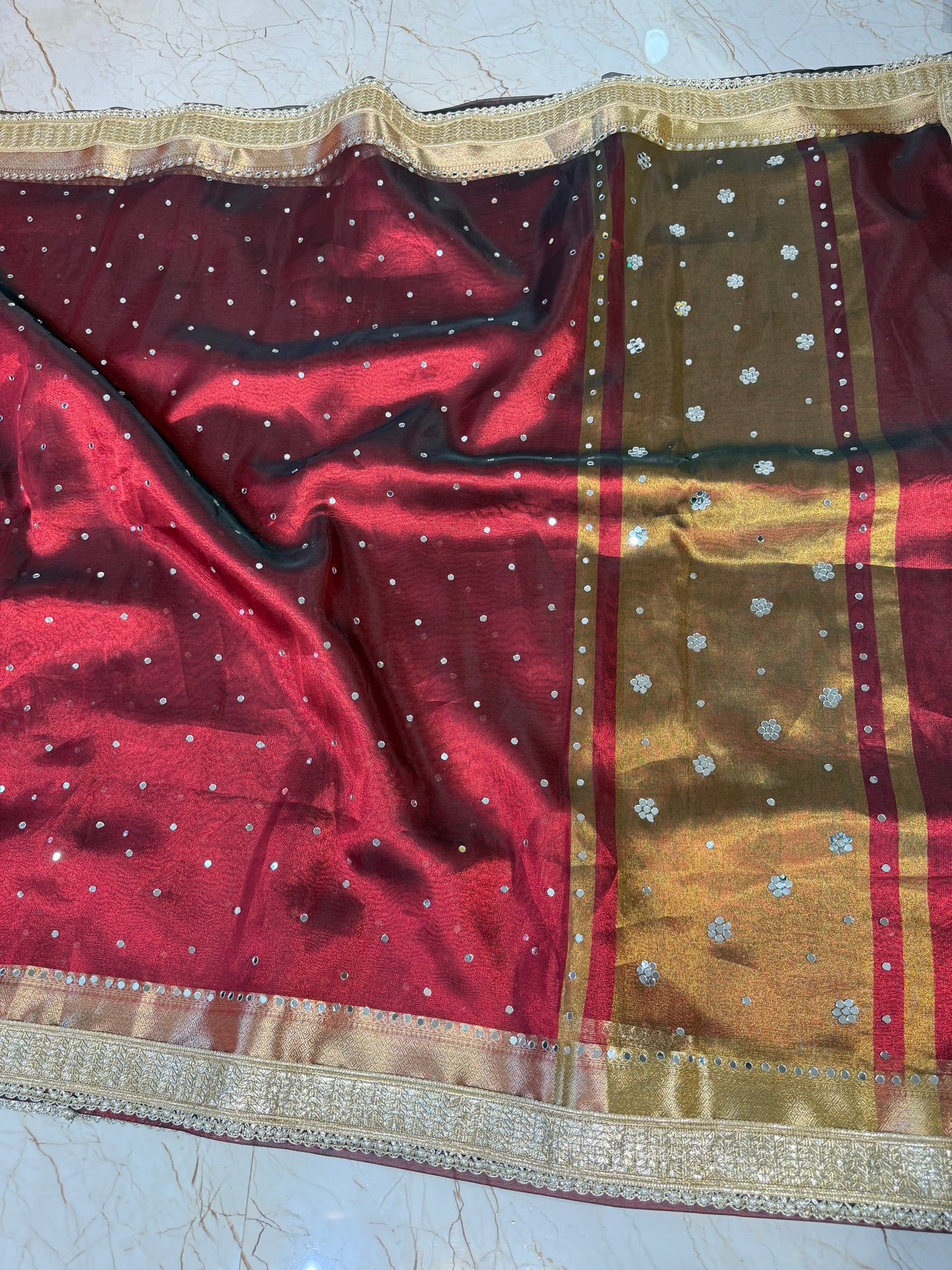 Banarasi Mirror Work Tissue Silk Saree