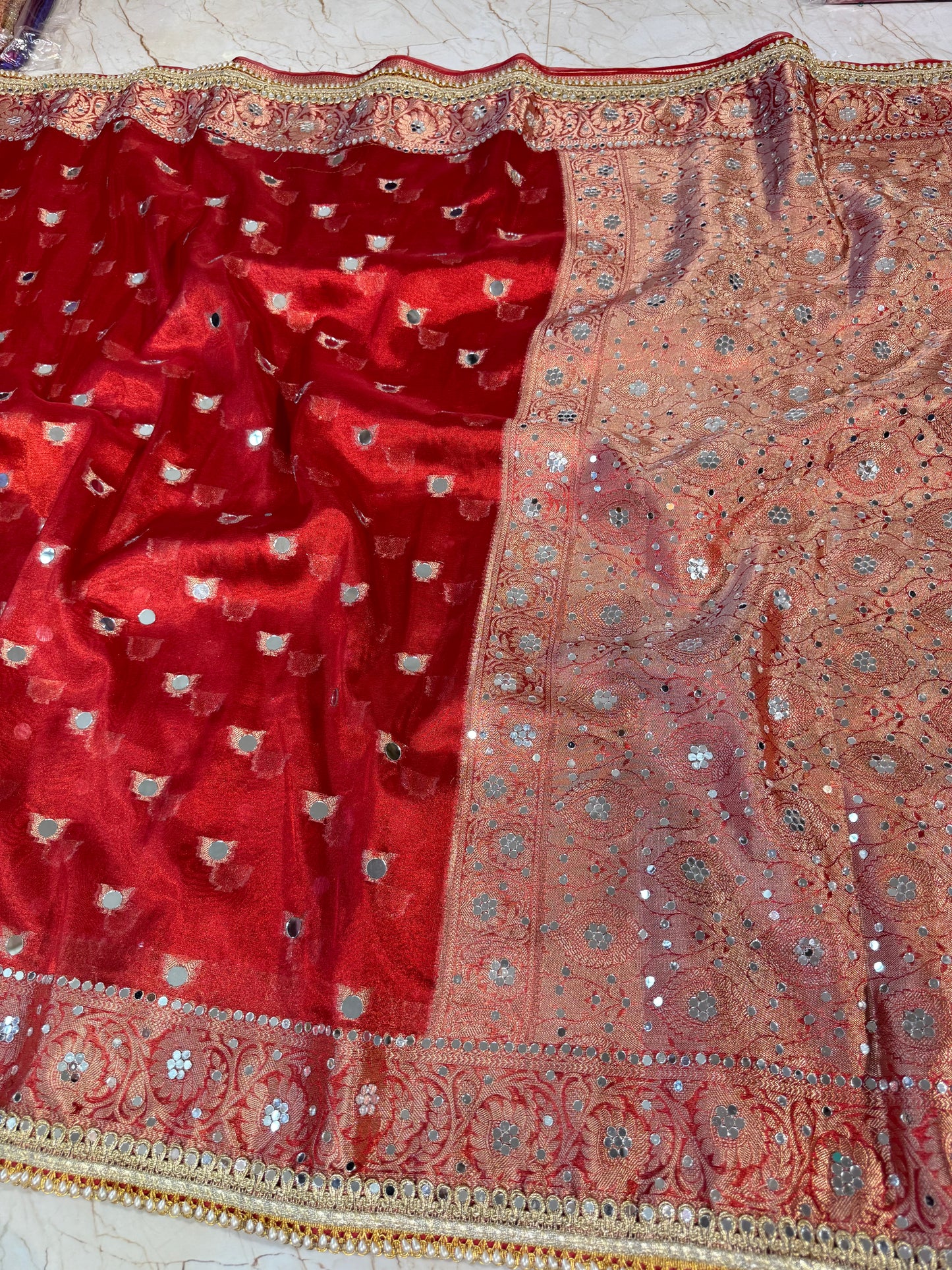 Banarasi Mirror Work Tissue Silk Saree