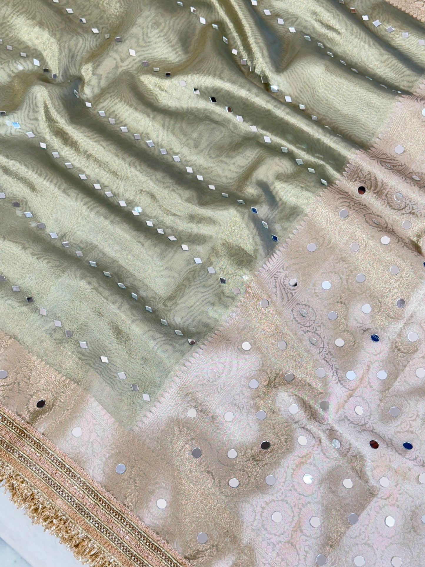 Banarasi Mirror Work Tissue Silk Saree