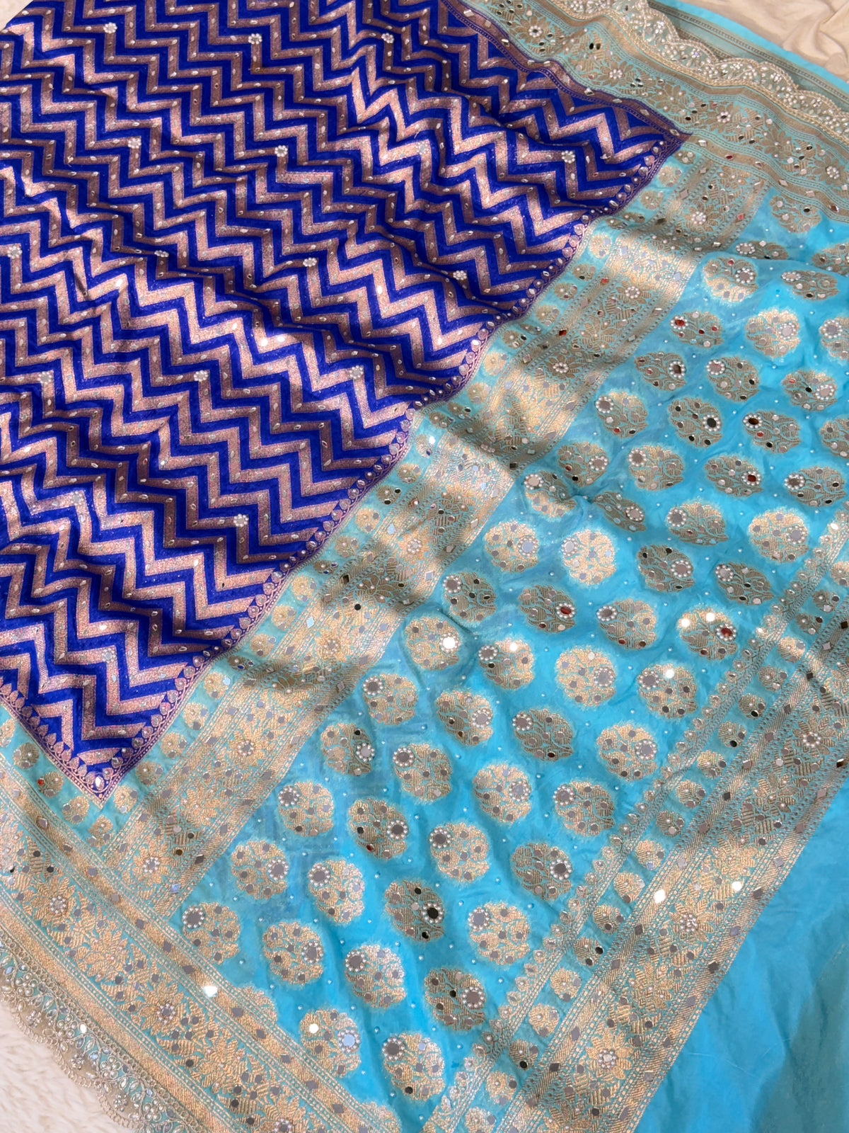 Banarasi Mirror Work Georgette Silk Saree